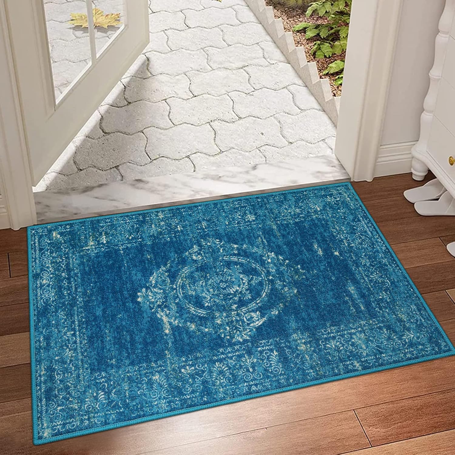 Collive Tapete lavable para puerta de interior, antideslizante, retro, de 20 x 32 pulgadas, tapete de entrada de absorción rápida, tapete de entrada