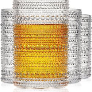 hobnail – Juego de 4 vasos altos de 12 onzas, cristalería vintage a la antigua usanza, agua, cóctel, bebidas de whisky, jugo de leche, regalo para hobnail – Juego de 4 vasos altos de 12 onzas, cristalería vintage a la antigua usanza, agua, cóctel, bebidas de whisky, jugo de leche, regalo para