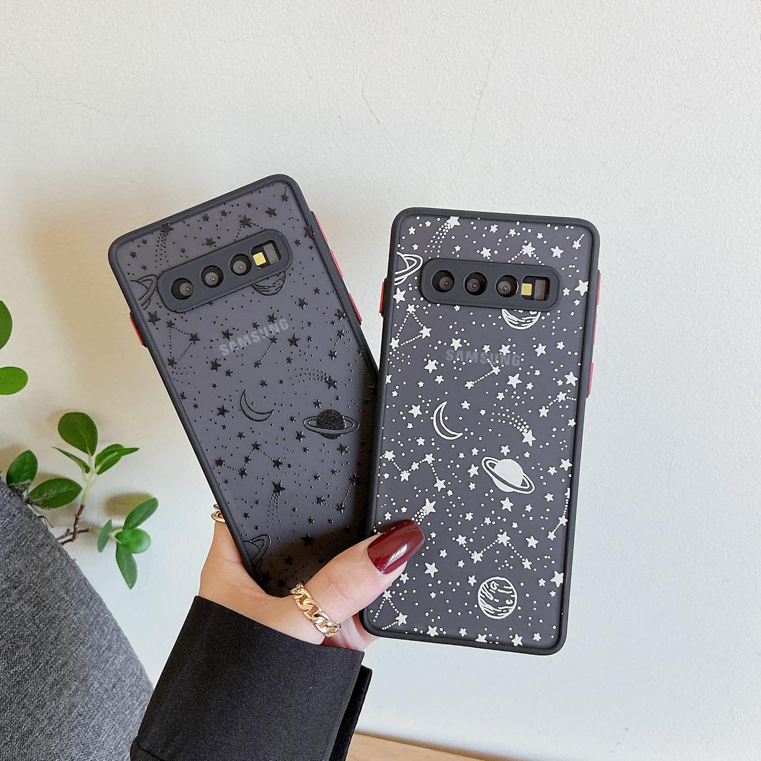 ZTOFERA Compatible con Samsung Galaxy S10, funda protectora con diseño de estrella planeta y cielo translúcido, carcasa trasera de policarbonato