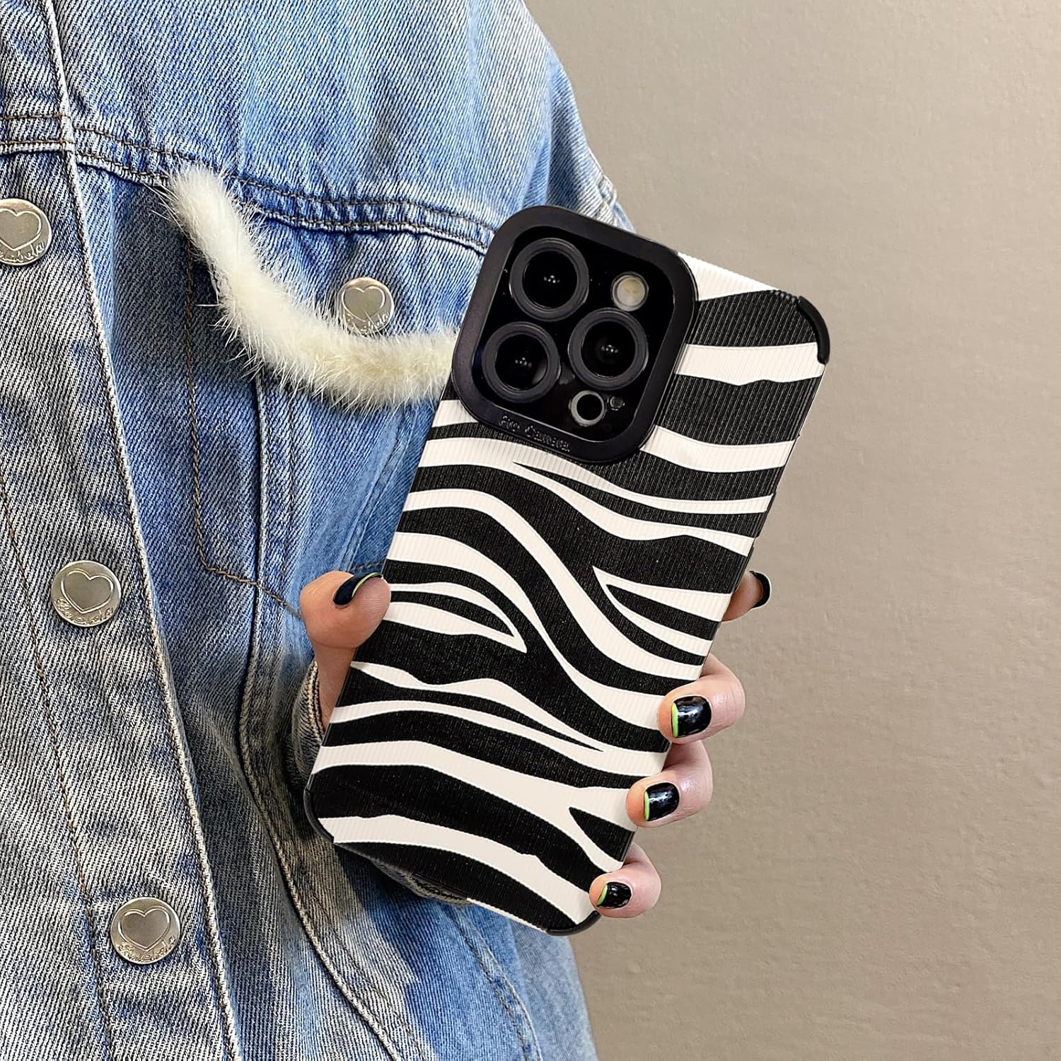 Funda compatible con iPhone 13 Pro Max a la moda, simple, lindo patrón de ondas de rayas de cebra para niñas y mujeres, TPU suave a prueba de