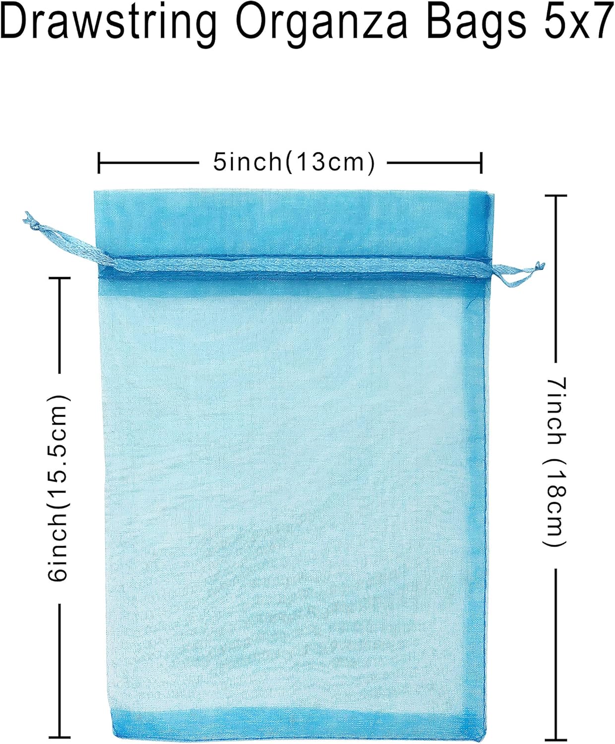 Jexila – 100 bolsas de organza transparentes de 5 x 7 pulgadas con cordón color turquesa, bolsas para regalar joyería, bolsas para regalo de malla