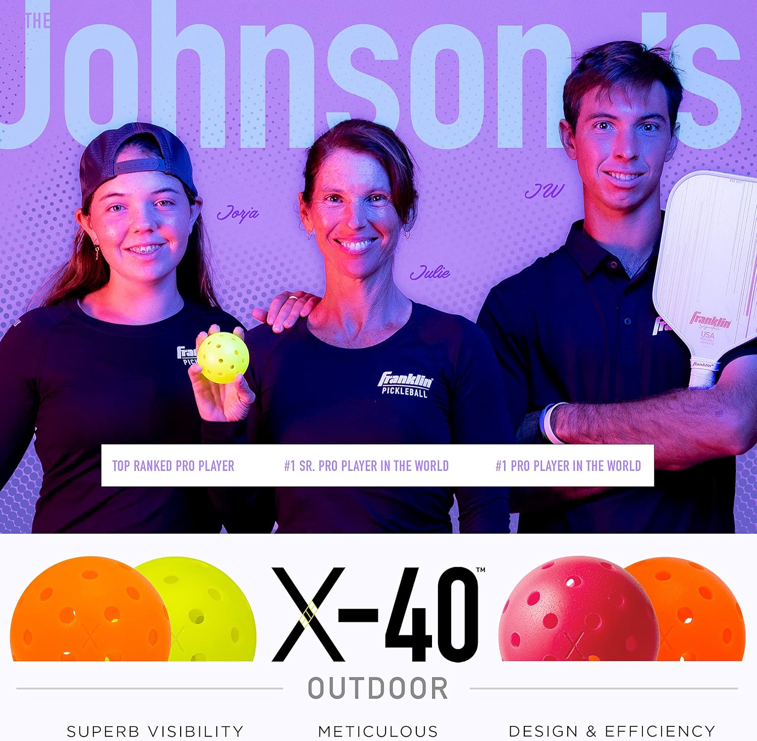 Franklin Sports Pelotas de pickleball para exteriores, bolas de pickleball X-40, aprobadas por Estados Unidos (USAPA), bola oficial del US Open Ball