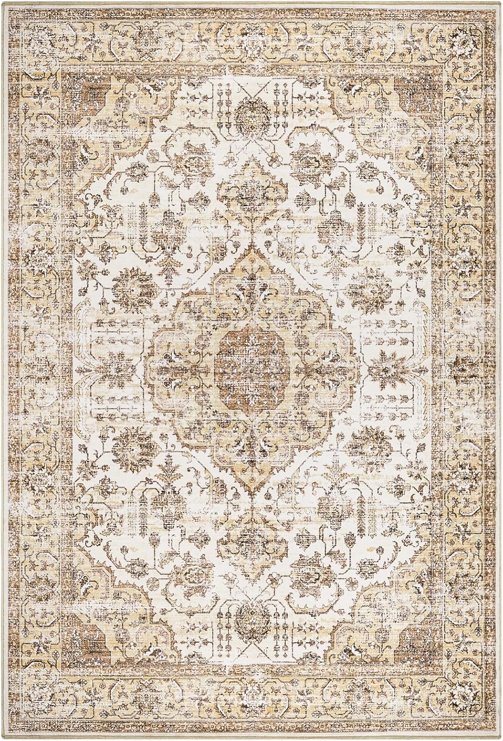 Roxstand Alfombras lavables de 5 x 7 pies para sala de estar, resistente a las manchas, para dormitorio, cocina, con parte trasera antideslizante,