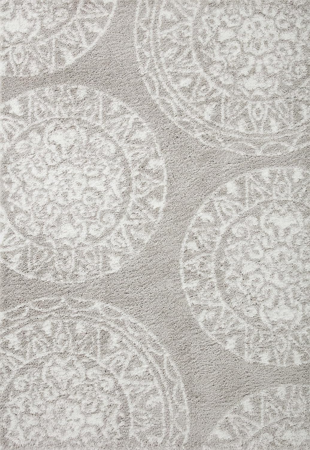 Loloi II Bliss Shag Collection BLS-06 – Alfombra decorativa gris y marfil de 2 pies y 3 pulgadas x 4 pies