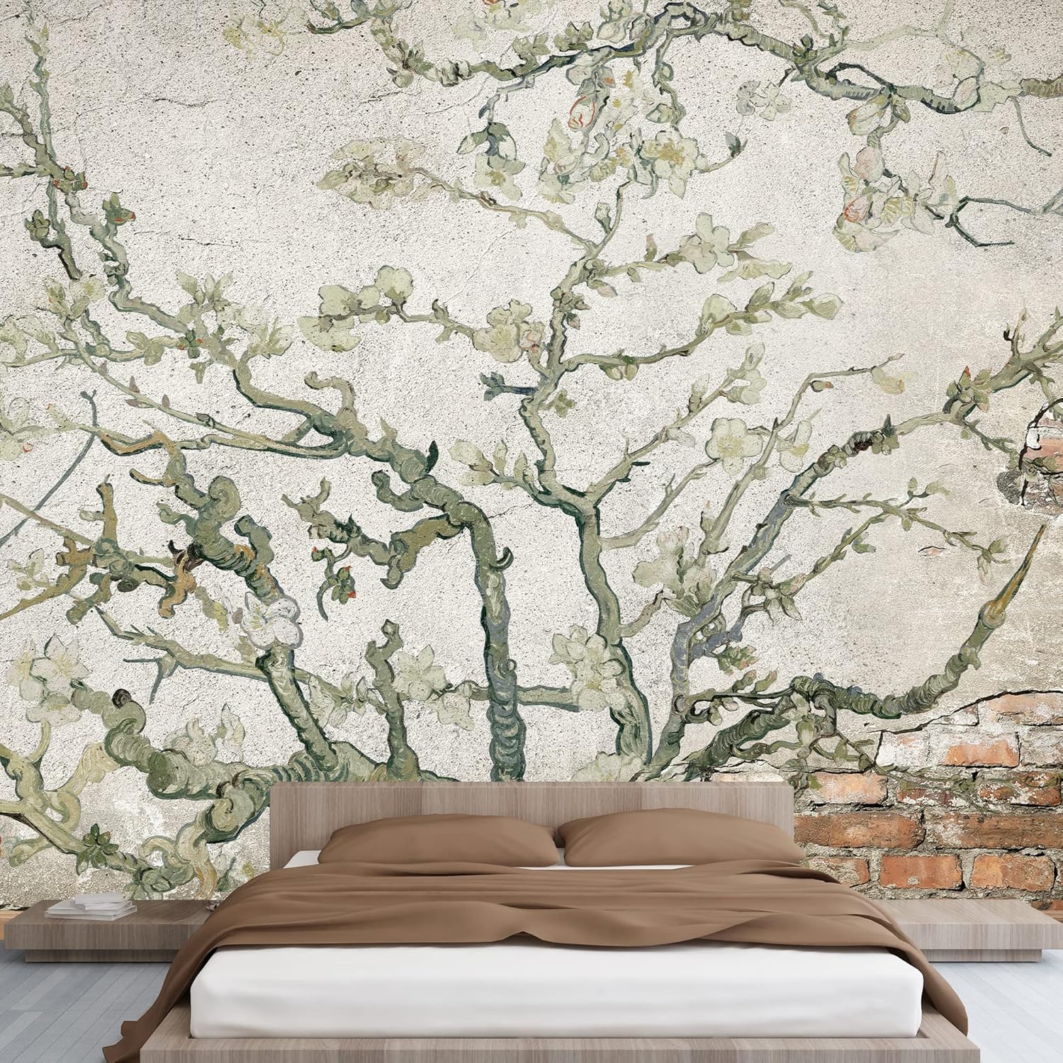 Wall26 – Papel tapiz en color cobre con estampado de “Almendro en flor” de Vincent Van Gogh