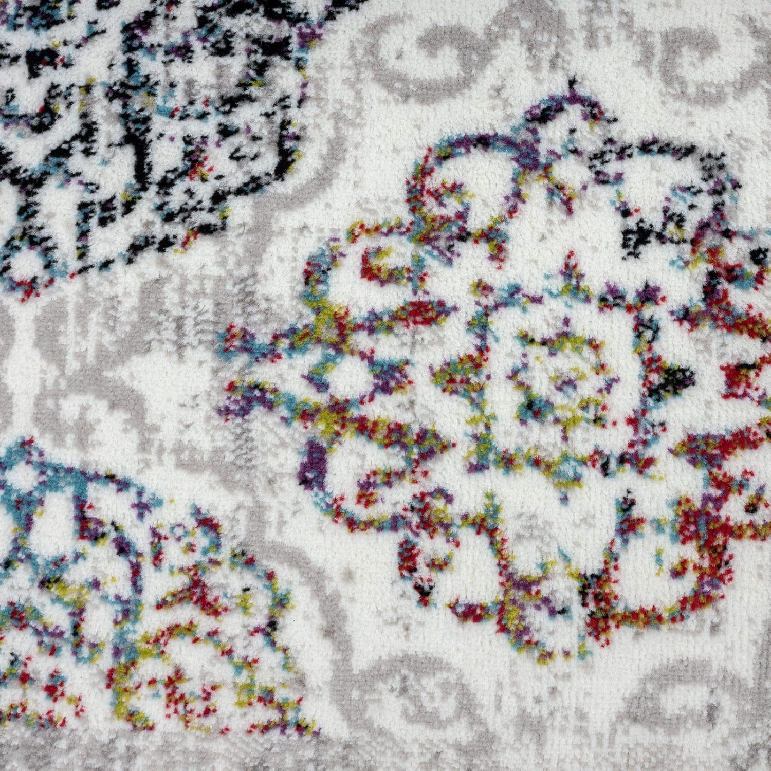 Home Dynamix – Alfombra de área transicional tipo damasco modelo Andorra estilo bohemio (color marfil y rosa de 5pies 2pulgadas x 7pies 2pulgadas)