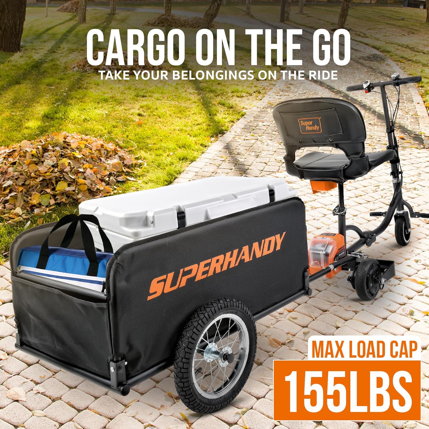 SuperHandy Carro plegable, ligero, capacidad de 155 libras, montaje sin herramientas, compatible con scooters de movilidad GUT112GUT140GUT142