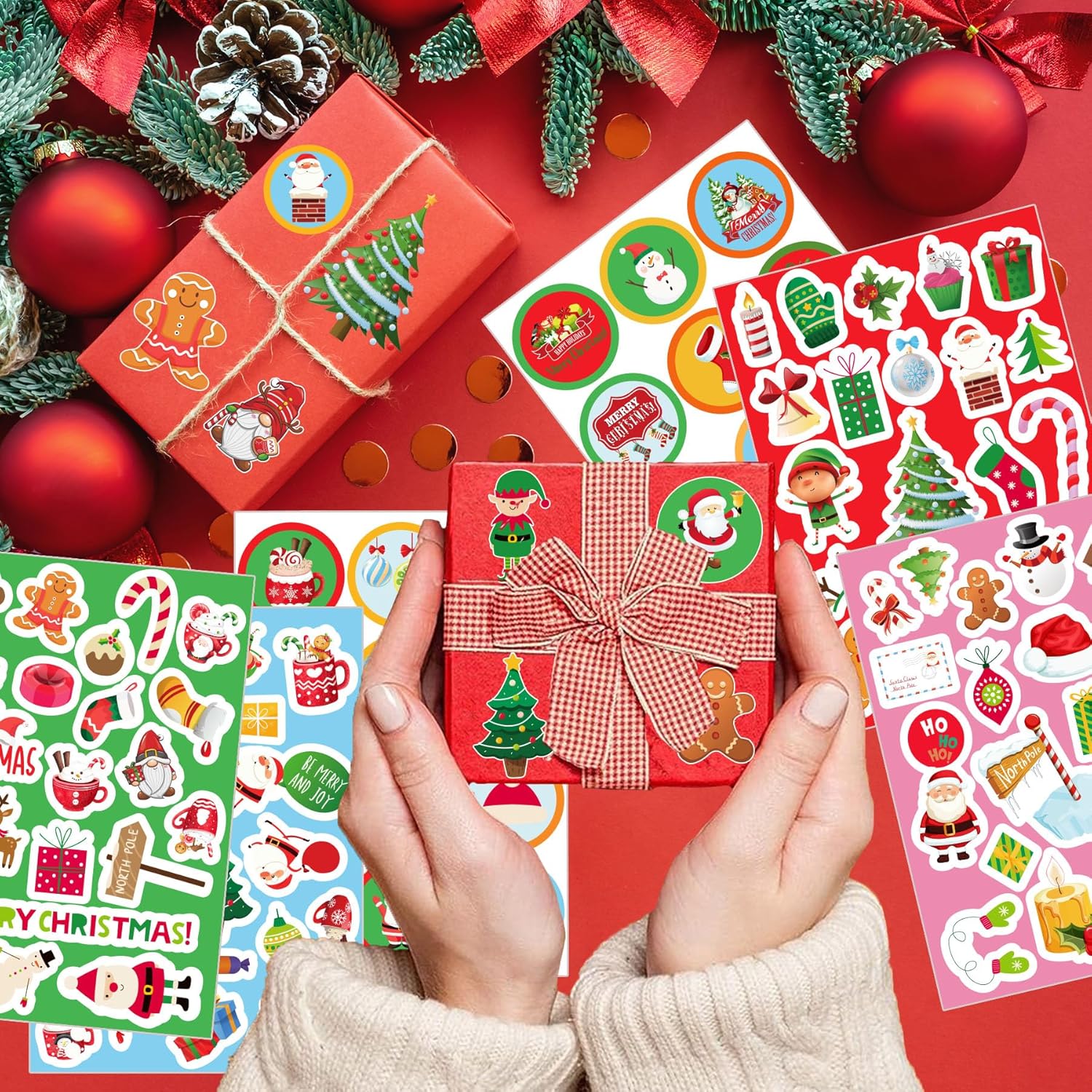 Calcomanías de Navidad para niños, 624 unidades, calcomanías de adorno de Navidad, calcomanías de Navidad a granel, lindas calcomanías de Navidad,