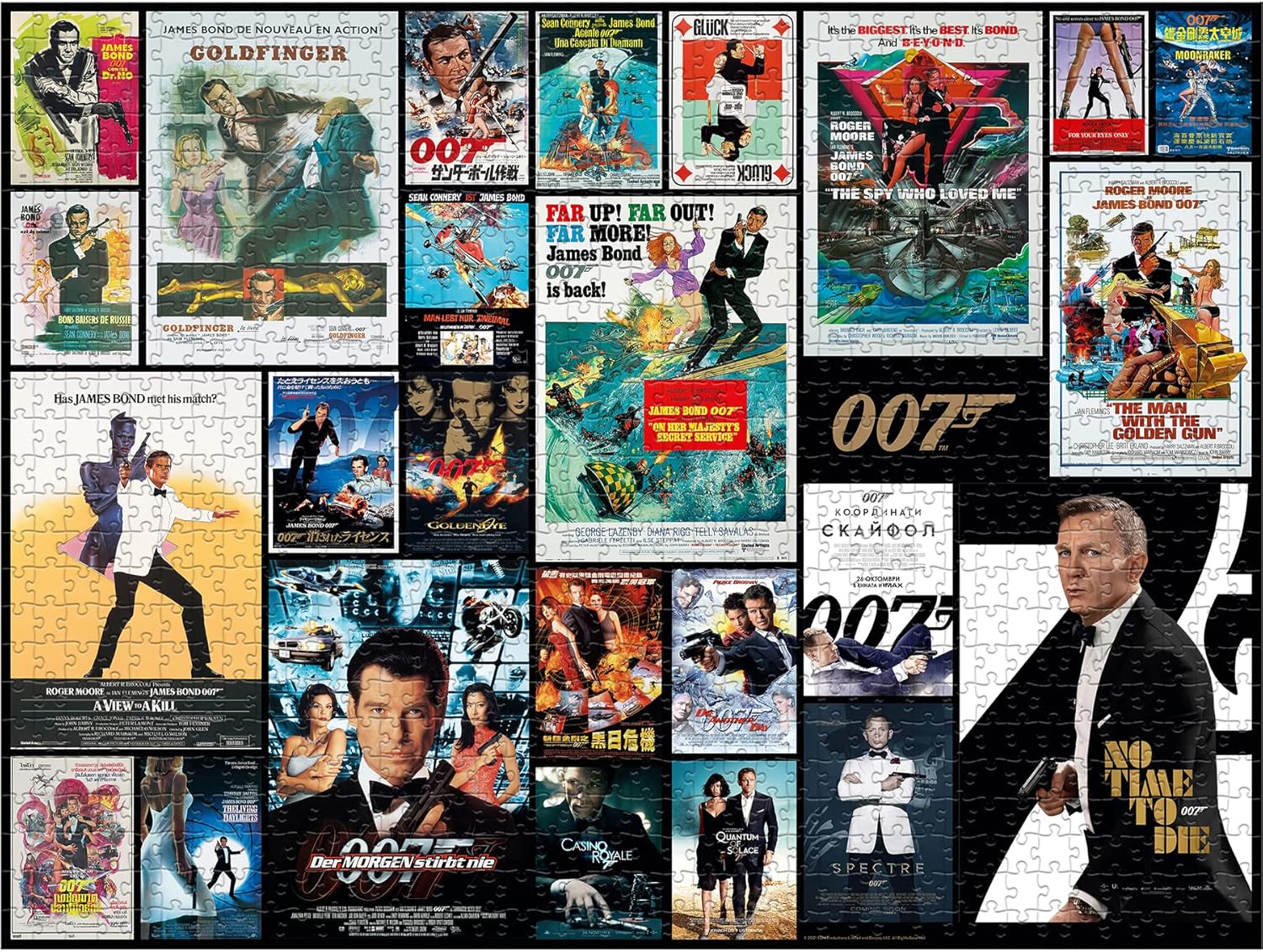 Top Puzzles James Bond – Juego de rompecabezas de 1000 piezas de las 25 películas 007, incluye No Time To Die y Goldfinger, regalo para mayores de