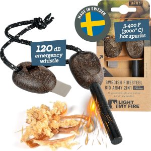 Light My Fire Flint Fire Starter Ferro Rod Herramienta de supervivencia Ejército – Equipo de bushcraft de acero al fuego – Kit de inicio de fuego de Light My Fire Flint Fire Starter Ferro Rod Herramienta de supervivencia Ejército – Equipo de bushcraft de acero al fuego – Kit de inicio de fuego de