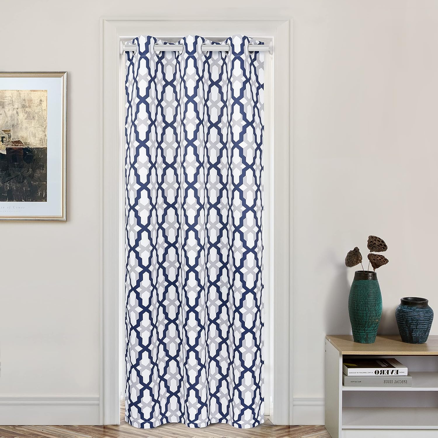 DriftAway Cortina opaca para ventana, cortina de puerta para sala de estar, armario, cortina de puerta corrediza para dormitorio, patrón geométrico