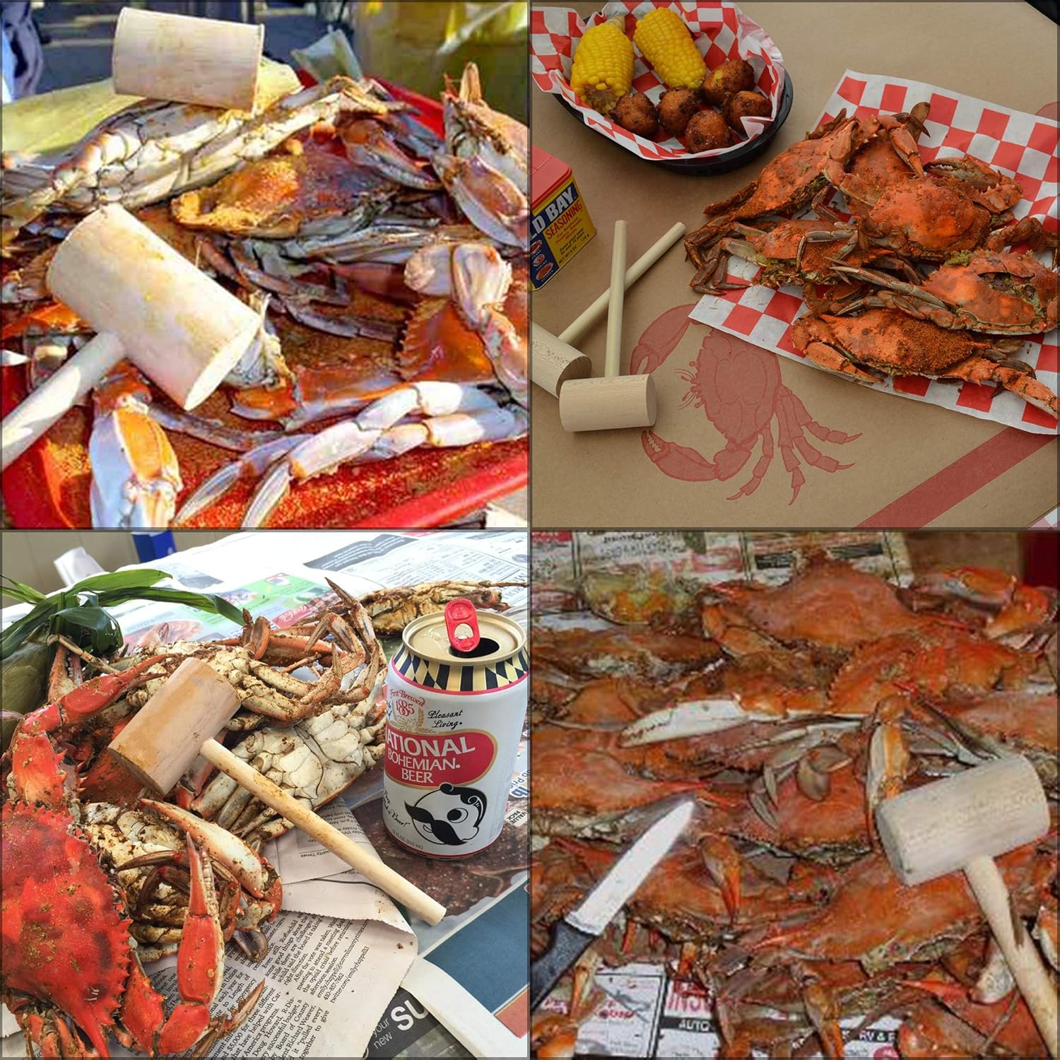 18 piezas de martillos de cangrejo de madera de langosta mariscos