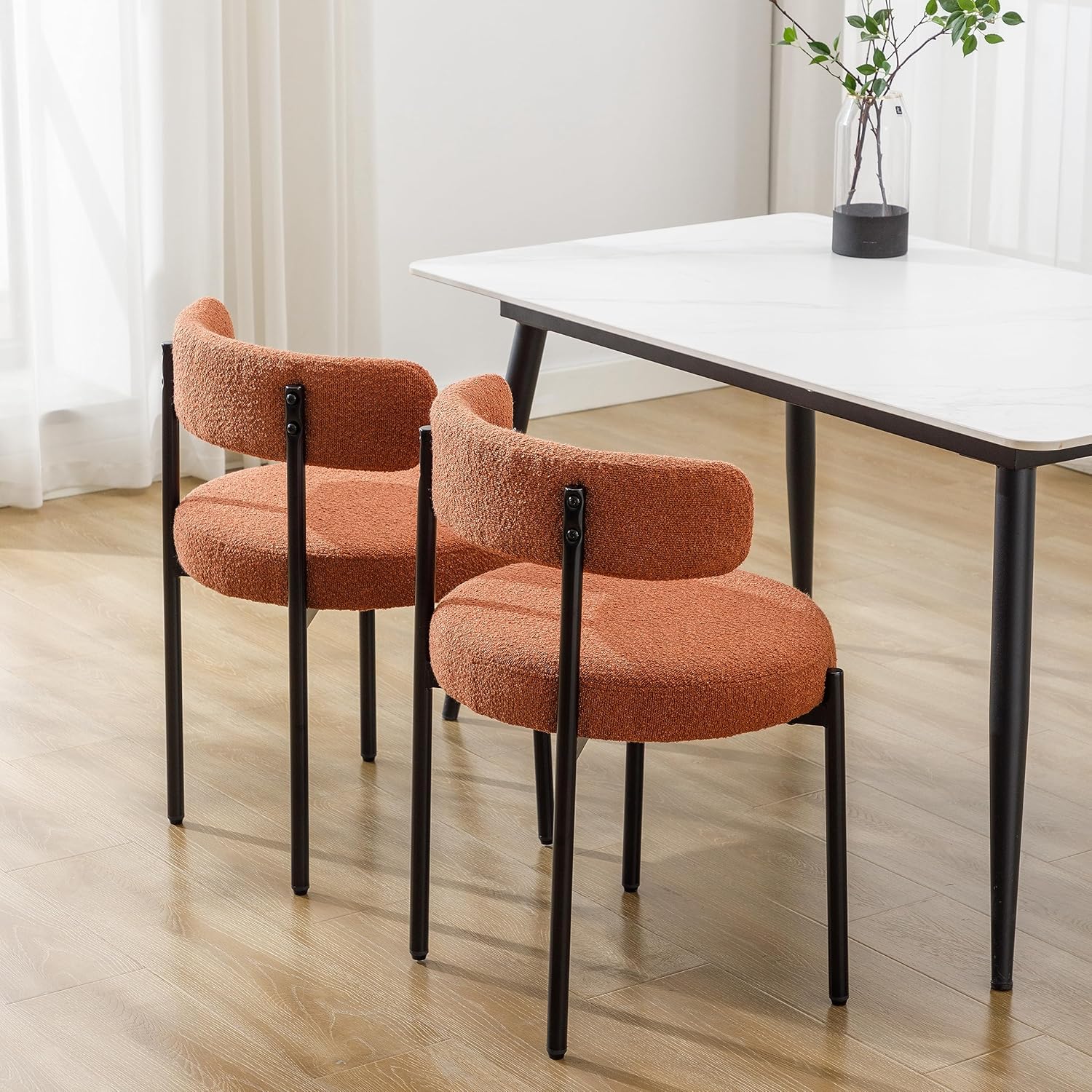 Locus Bono Boucle – Juego de 2 sillas de comedor, modernas sillas de comedor tapizadas, sillas de cocina sin brazos para comedor, sala de estar,