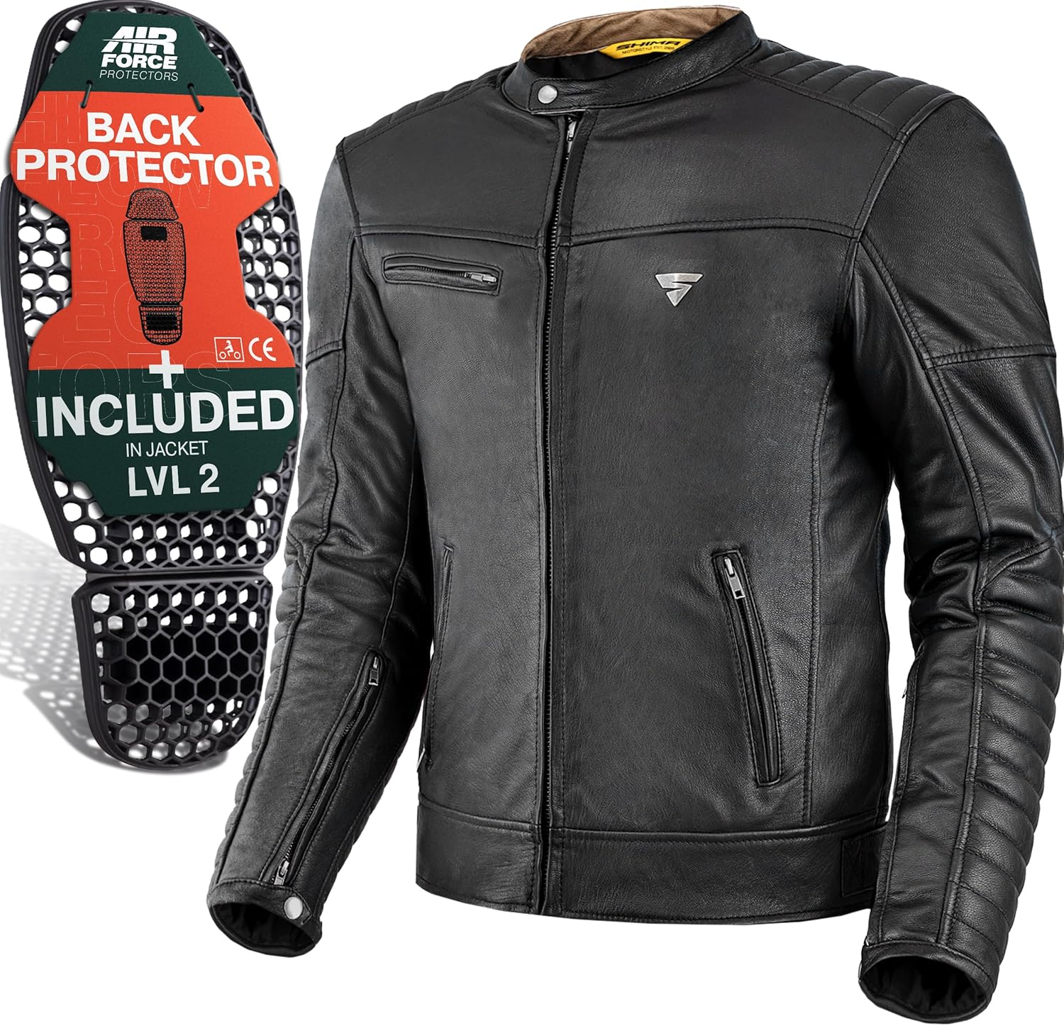 SHIMA WINCHESTER 2.0 – Chaqueta de motociclista clásica de cuero con espalda CE, hombros y codos