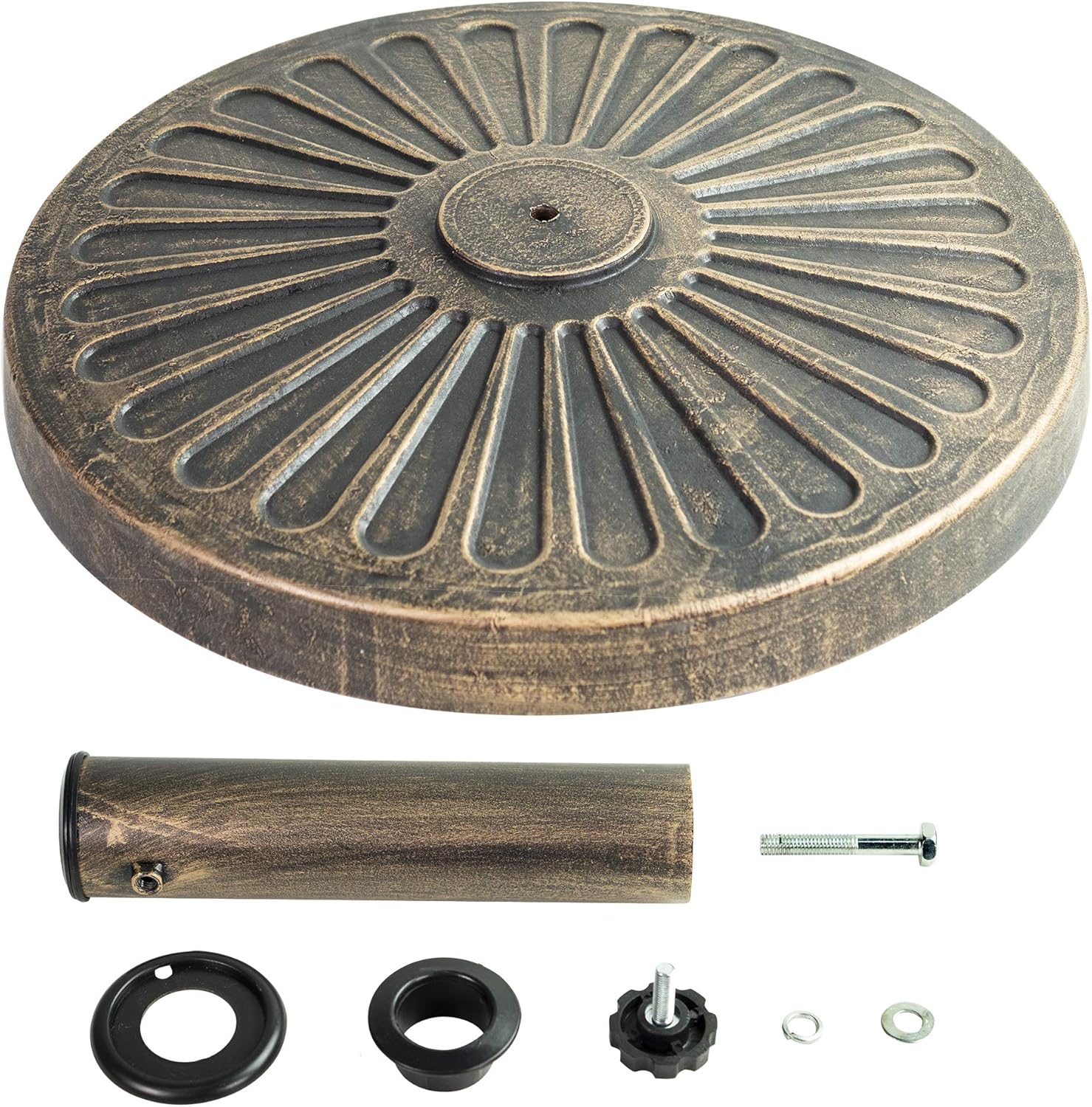 Patio Premier 812006BR – Soporte para paraguas compuesto Weston de 26 libras, 18 pulgadas, color bronce