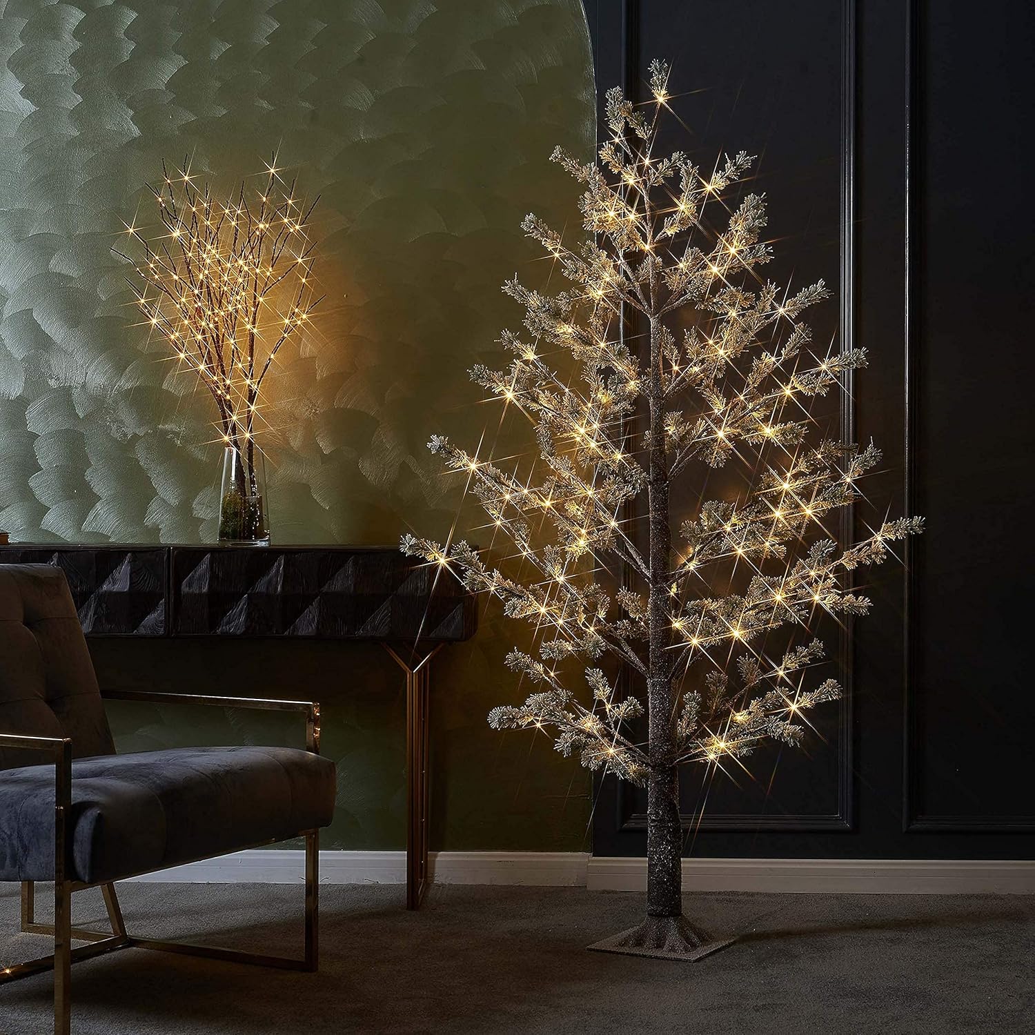 LITBLOOM Ramas de sauce marrón iluminadas de 32 pulgadas, 150 LED enchufables con temporizador y luces de rama de árbol de atenuación con luces