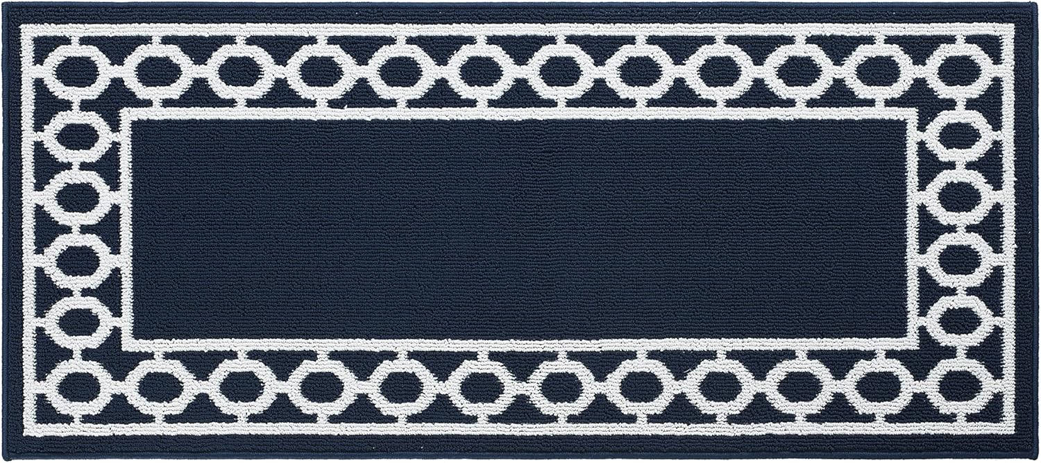 Creative Home Ideas Alfombra acolchada con borde de enrejado Christine – Decoración moderna del hogar, alfombra lavable – Alfombra decorativa para