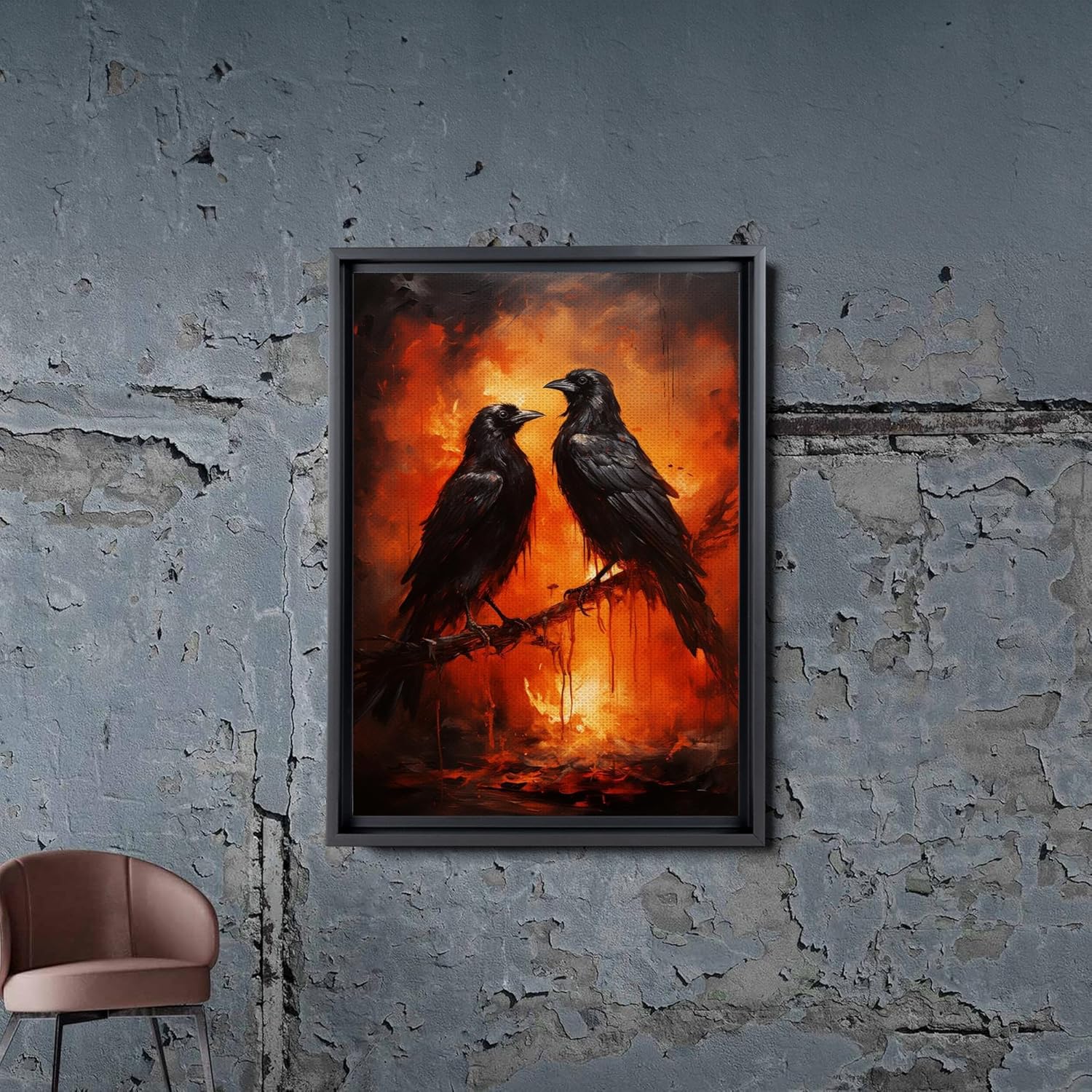 Lustrous Art Print, Two Mirrored Crows Circling In Surreal Sky, Crow Prints, Crow Art, Crow Artwork, Crow Art Print, Crow Art Canvas, Canvas Prints,