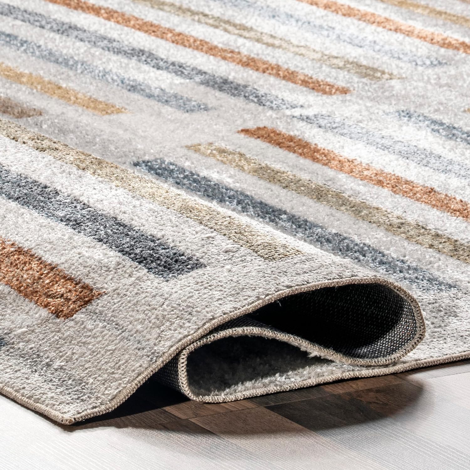 nuLOOM ROS Striped Columns Alfombra lavable a máquina, 8×10, beige