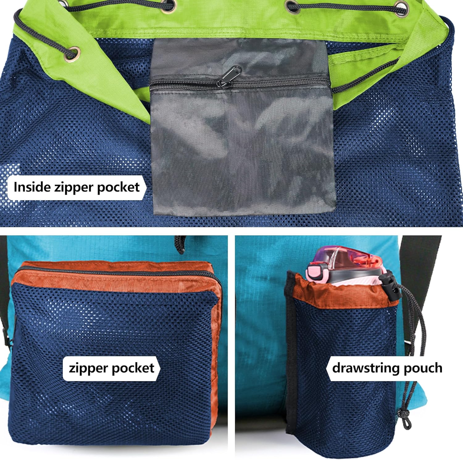 BeeGreen Bolsas de gimnasio para hombres y mujeres, mochila de malla con cordón para natación, deportes y natación, bolsa deportiva con cordón,