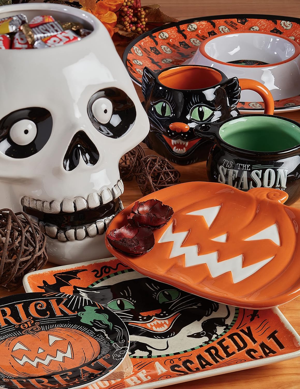 Certified International Scaredy Cat – Tazas de 18 onzas, juego de 4 diseños surtidos