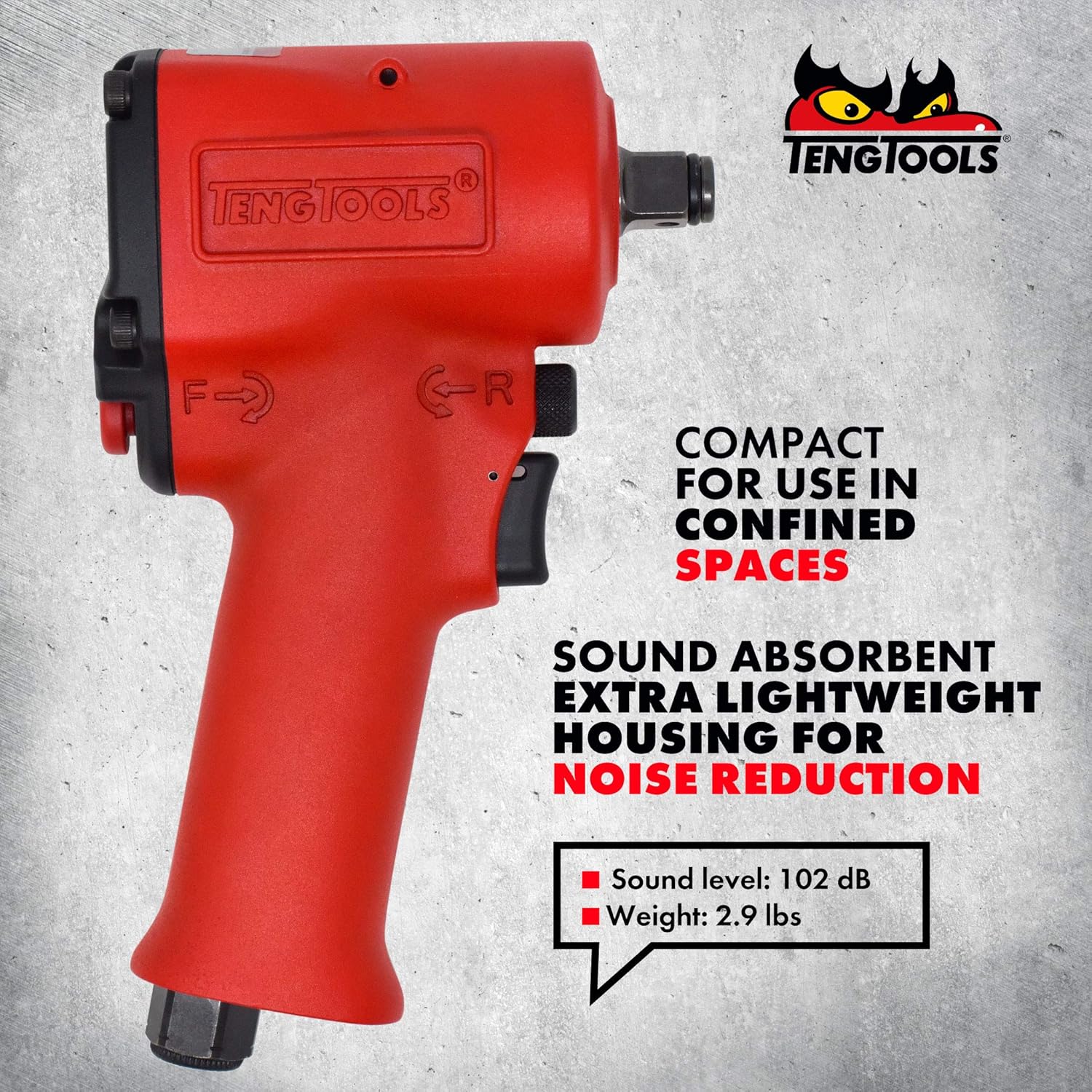Teng Tools ARWM12M – Pistola de llave de impacto neumática compacta reversible de 12 pulgada de alto par