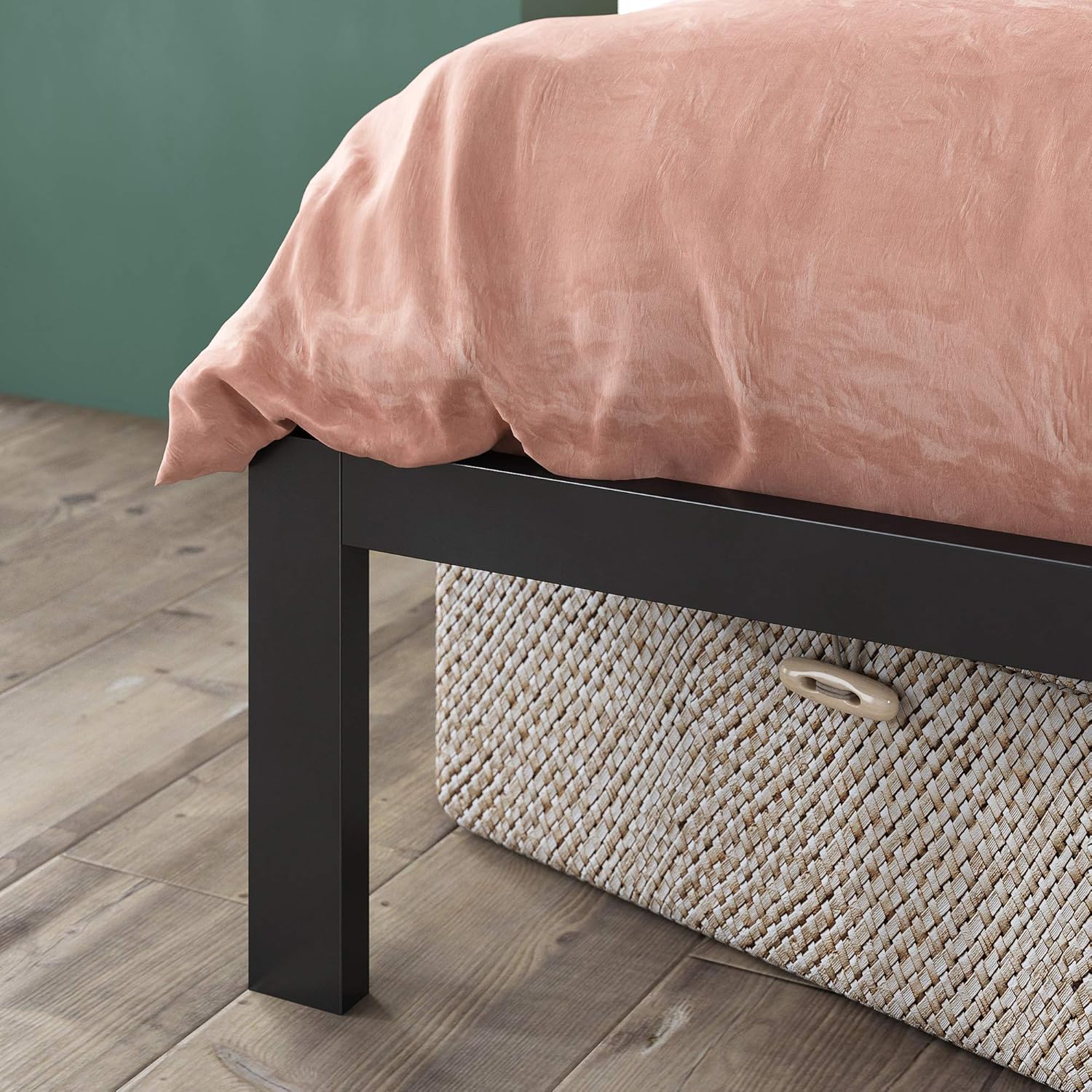 ZINUS Mia – Base de cama de plataforma de metal  Soporte de listones de madera  No necesita somier  Fácil de montar  Color negro, tamaño King