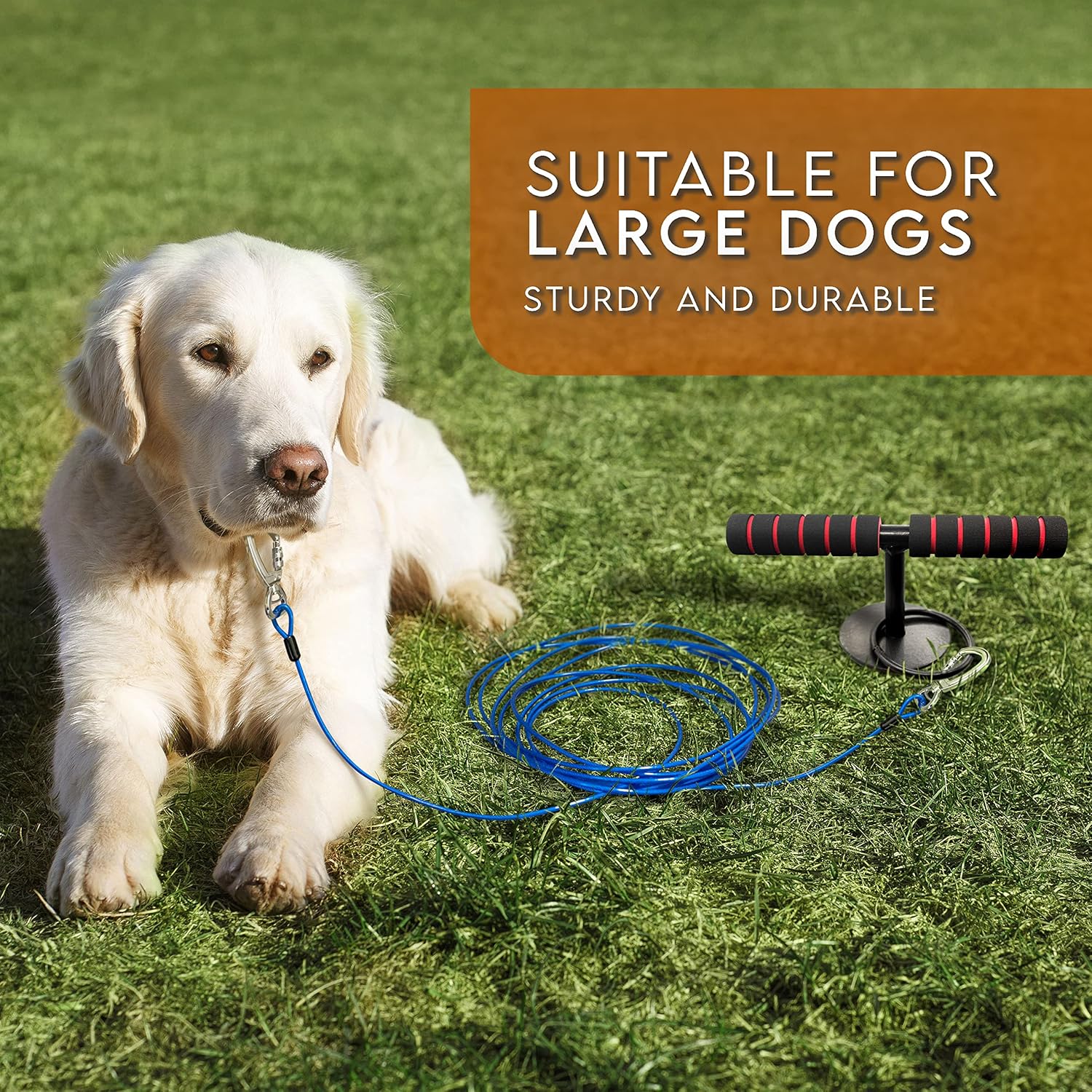 Estaca de cable de amarre para perros, anclaje resistente para perros grandes de hasta 190 libras, estaca premium para perro, para patio, campamento