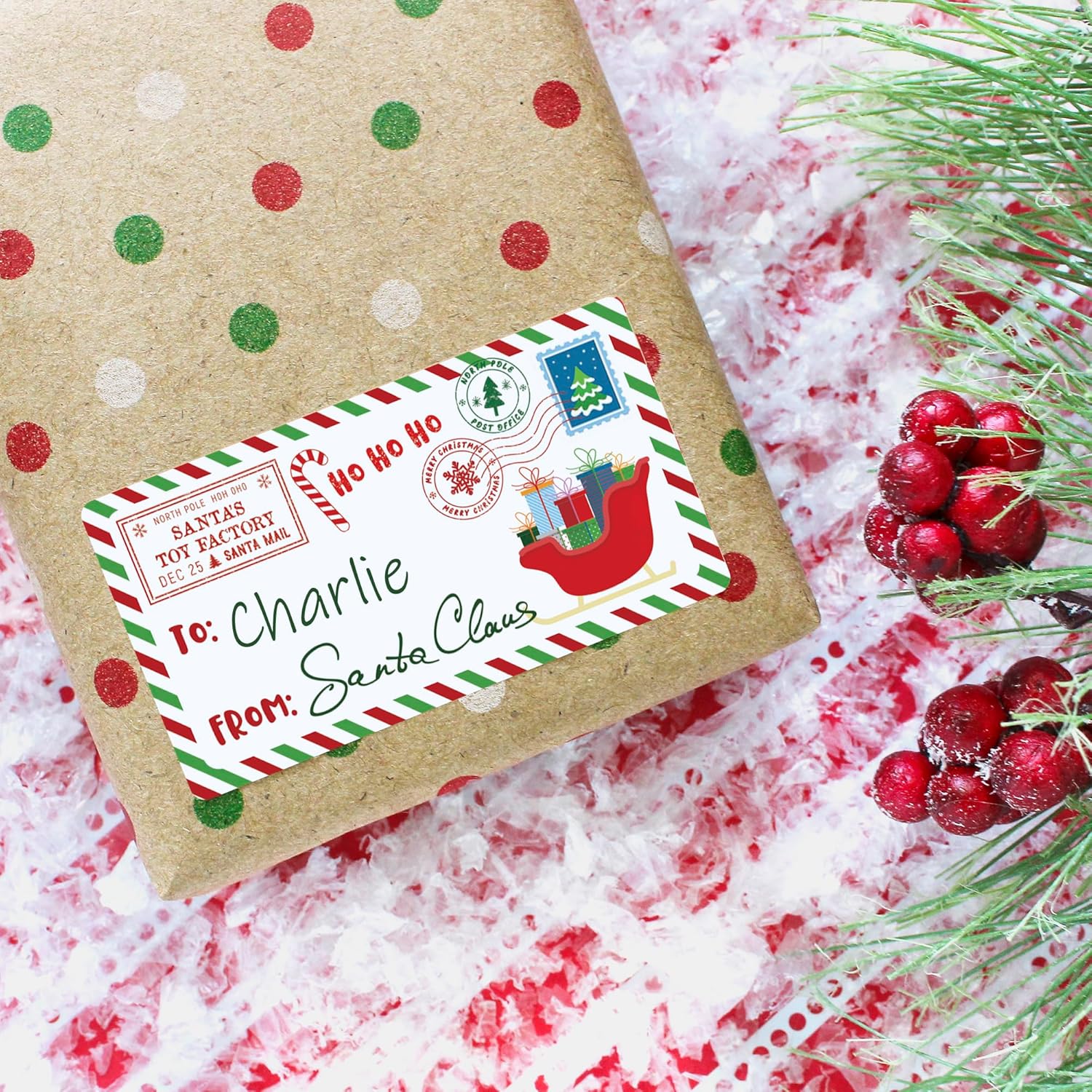 Etiquetas adhesivas de Navidad de Papá Noel, 75 etiquetas, etiquetas de regalo para niños