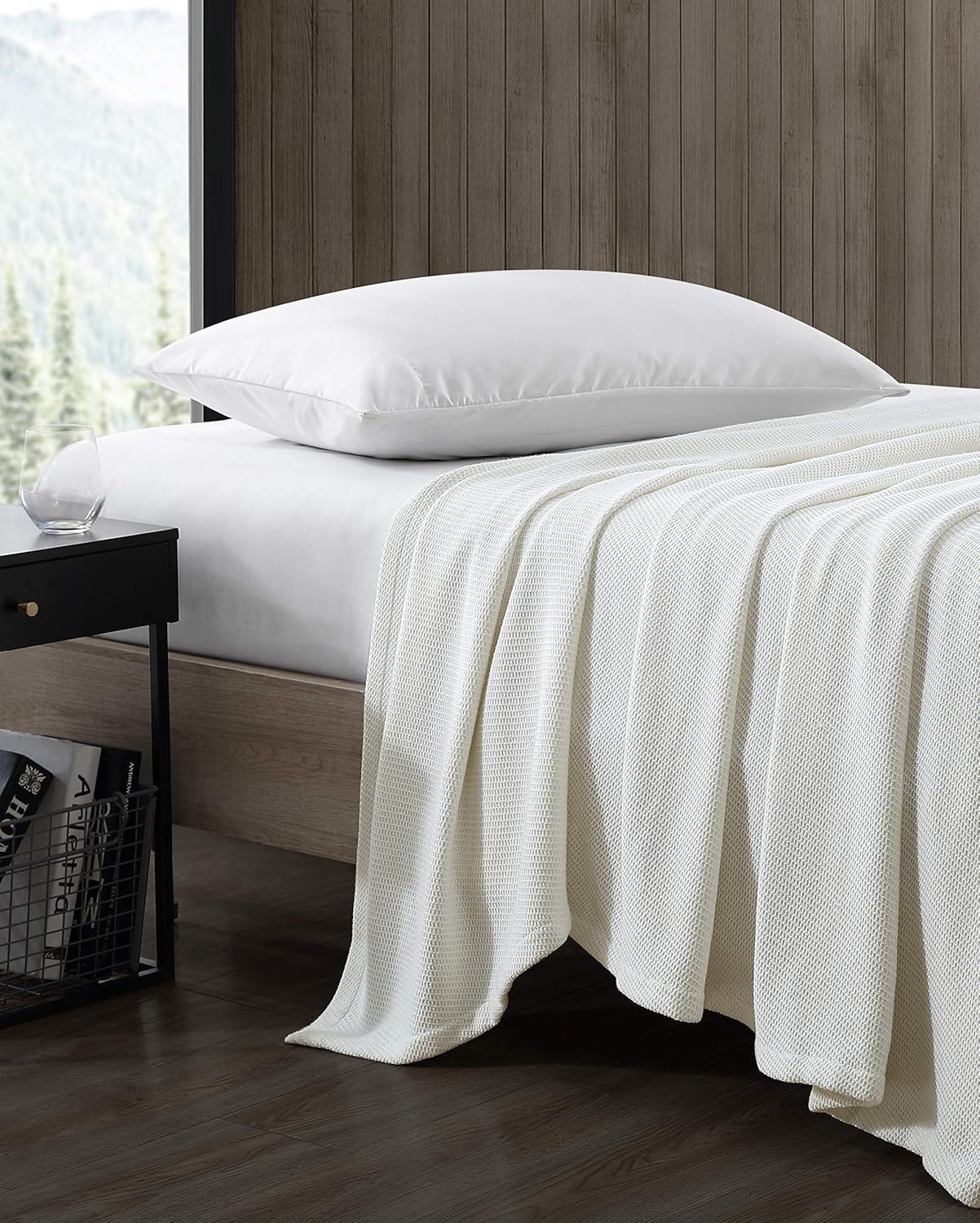 Eddie Bauer – Manta Queen, ropa de cama acogedora de algodón, decoración del hogar para todas las estaciones (Windy Ridge White, Queen)