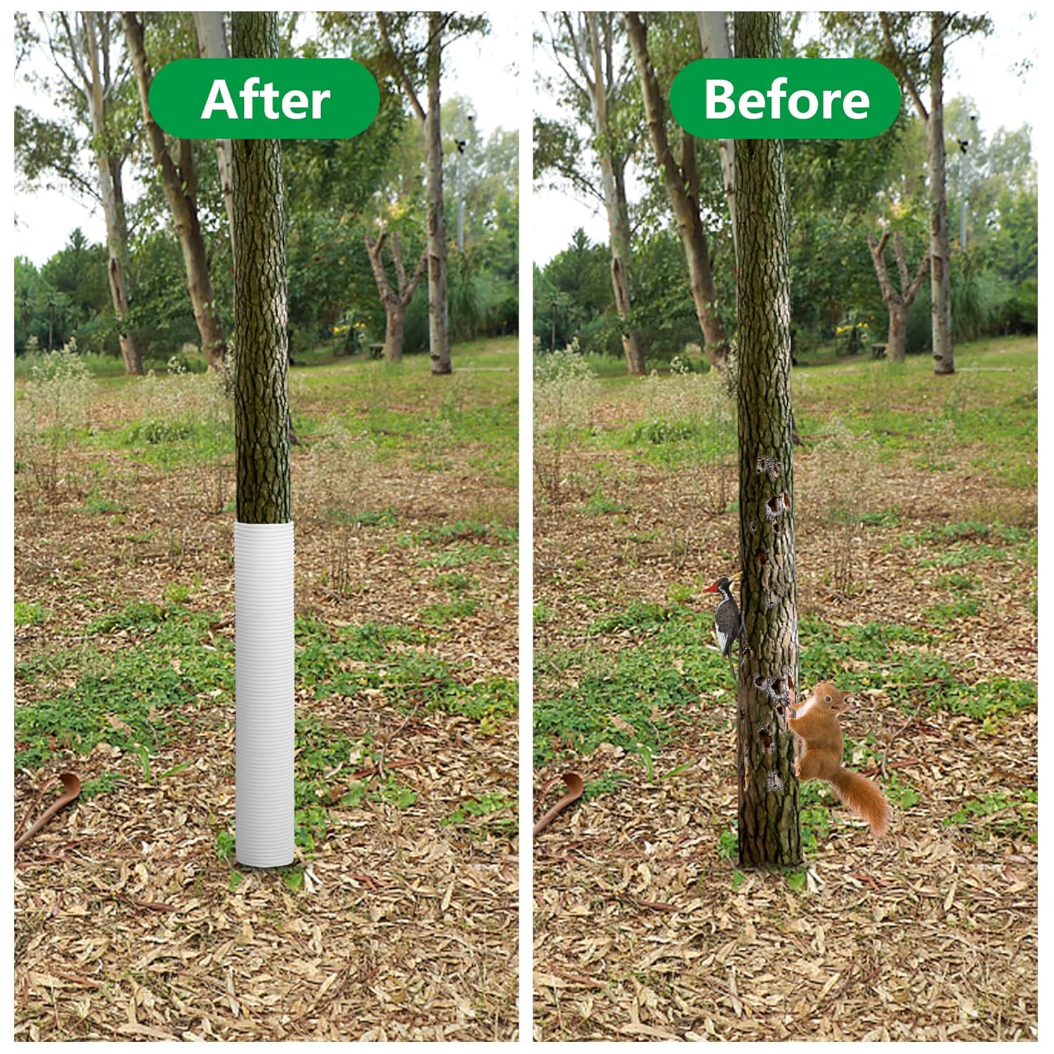 6 protectores de árbol corrugado, diámetro de 1.96 pulgadas, protectores de tronco de árbol de PP, protectores de tubo protector de corteza de árbol