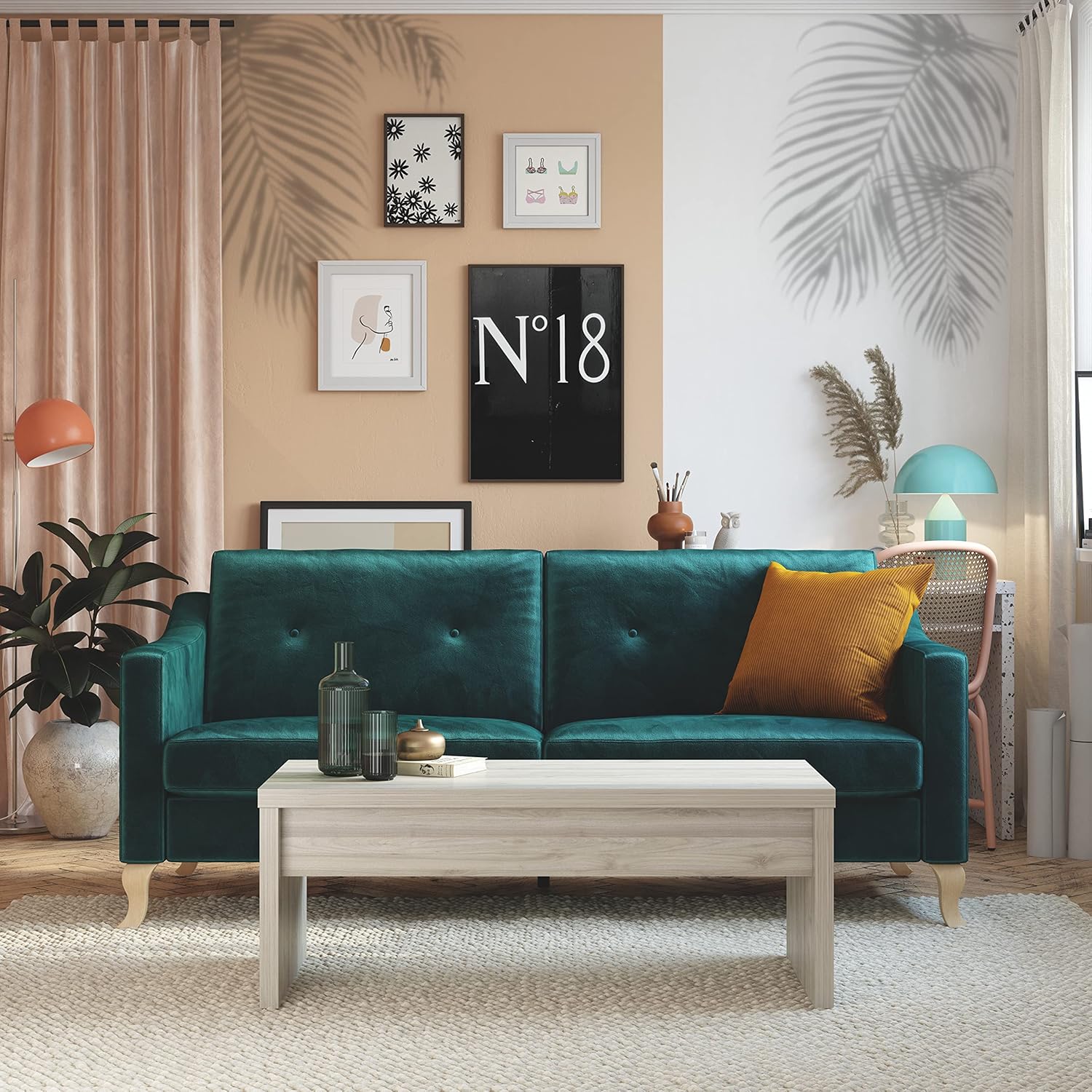 RoomMates RMK5063SLM Mr. Kate Tropical Shadow Palm Frond – Calcomanías de pared para despegar y pegar, color gris