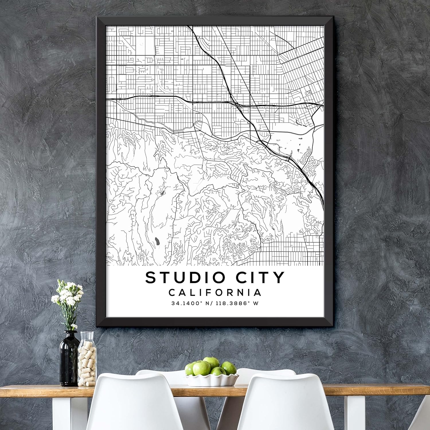 Mapa de Studio City, California, Light 2 (18×24)