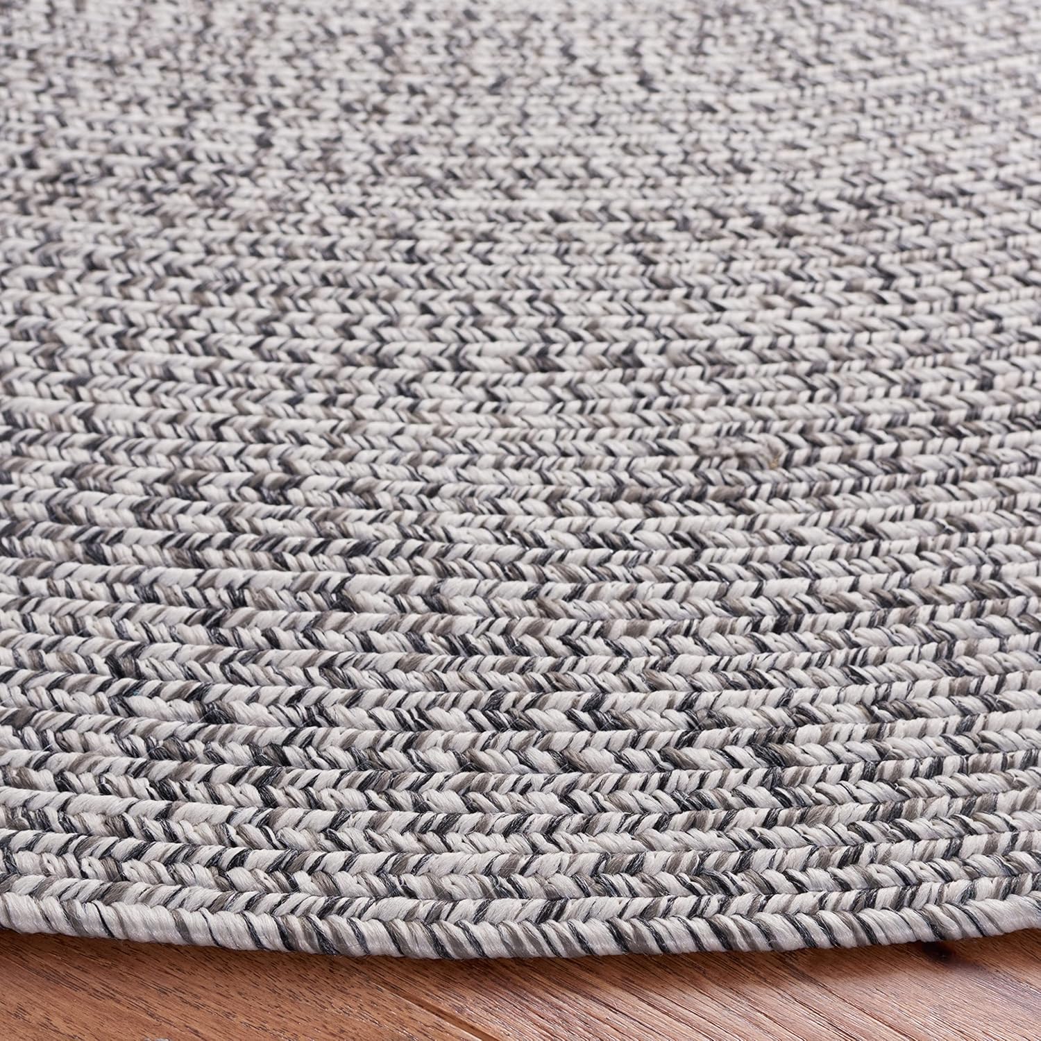 SAFAVIEH Colección trenzada BRA201F – Alfombra redonda de 7 pies, color grismarfil, hecha a mano, para entrada, vestíbulo, sala de estar,