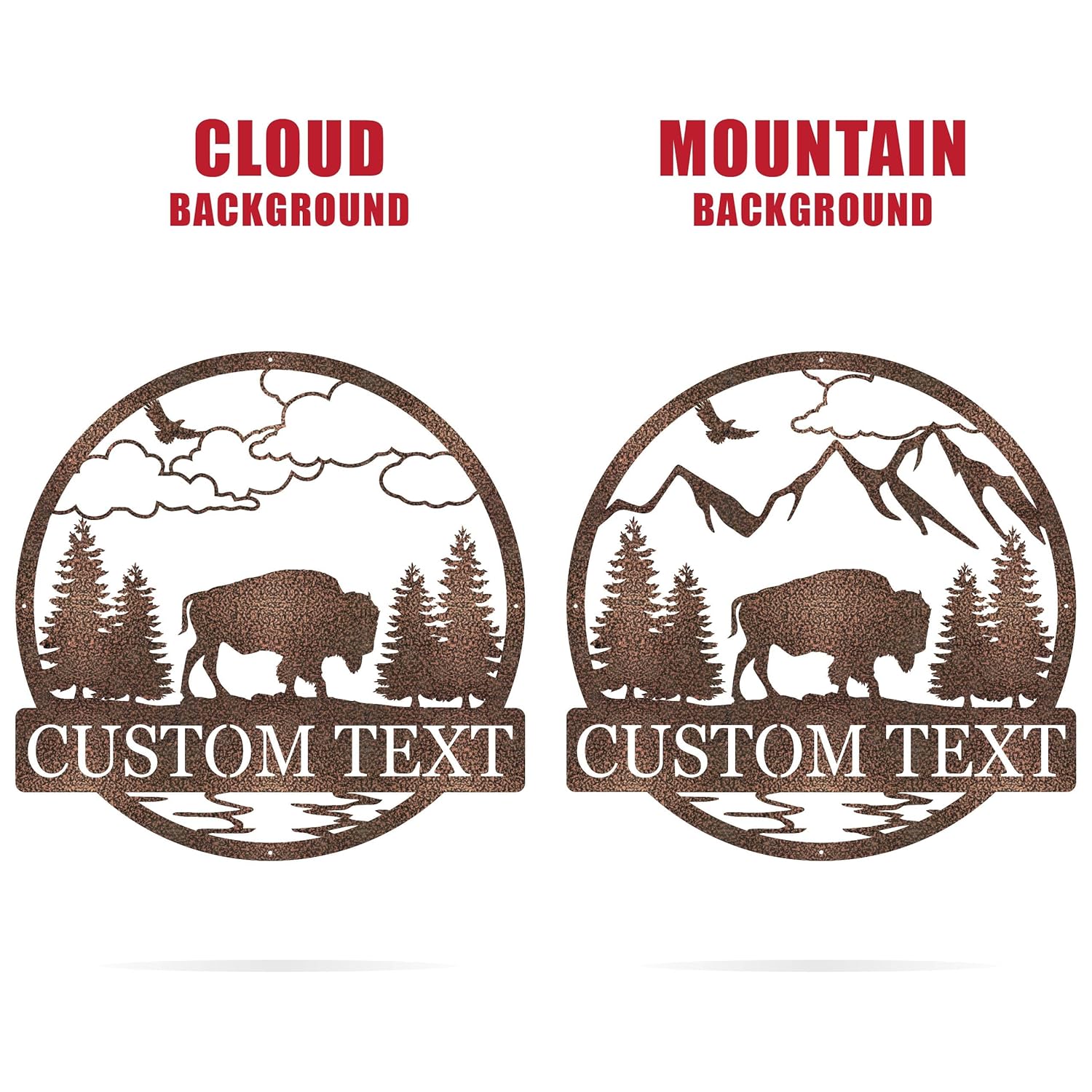 Custom Outdoor Bison Circle Monogram Sign  Lone Bison Decor  Bison Camp Sign  Buffalo Decor  Bison Name Metal Sign  Gift for Him