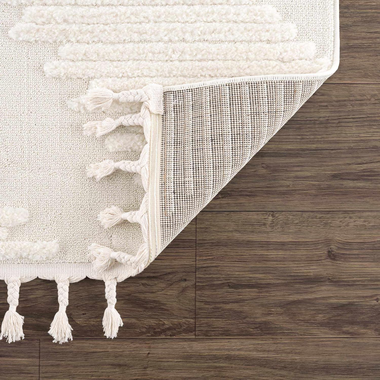 Hauteloom Noah Palimbang – Alfombra suave de pelo largo neutro para sala de estar, dormitorio, pelo de felpa alta y baja, estilo bohemio de granja,