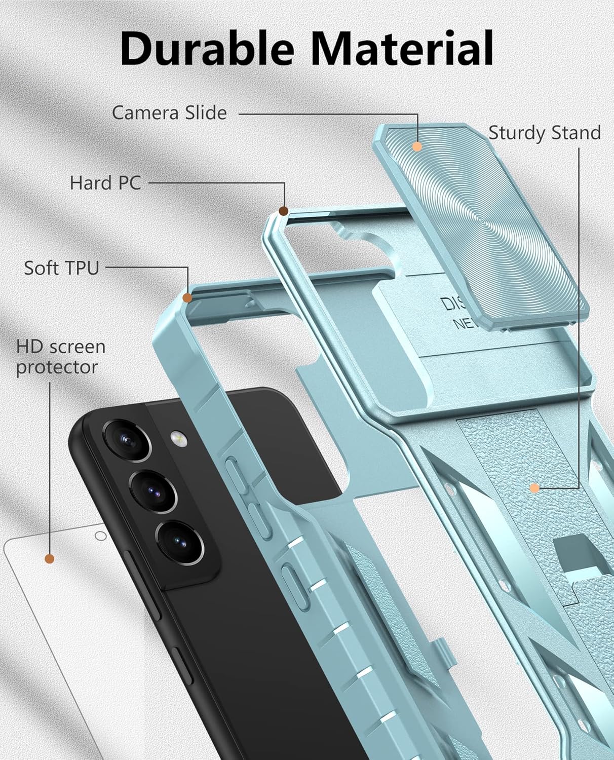 WTYOO Funda para Samsung Galaxy S22-Plus Grado Militar a prueba de caídas Carcasa de TPU mate resistente  Protección duradera a prueba de golpes