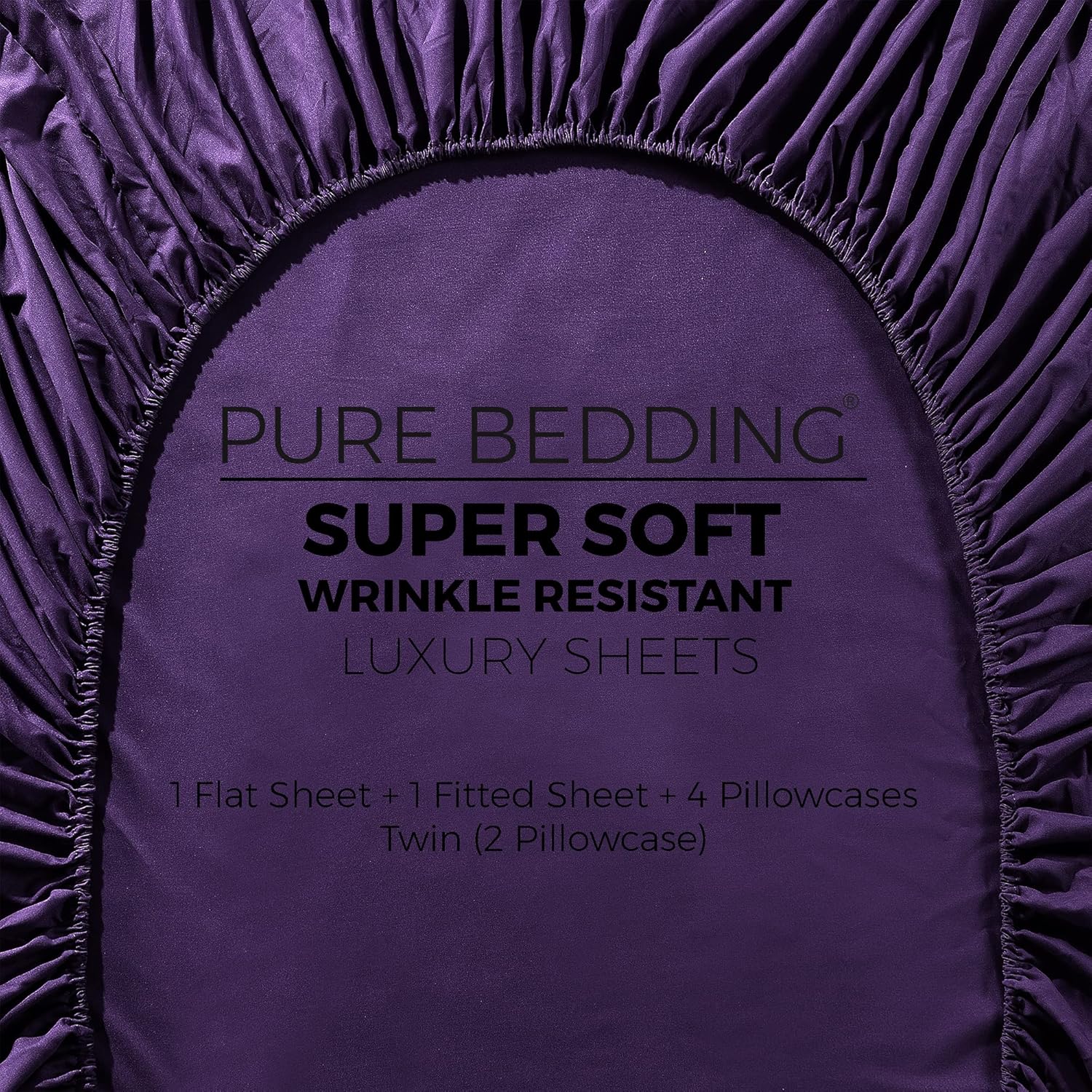 Sábanas  Juego de sábanas King 6 piezas, púrpura  Hotel Luxury 1800 microfibra cepillada  Suave y transpirable  Sábana bajera de bolsillo profundo,