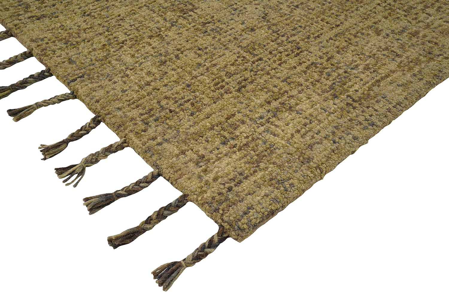 LOOMINAIRE Alfombra hecha a mano Nomad de lana dorada de fibra natural de fácil mantenimiento para sala de estar, cama, habitación familiar (2 pies