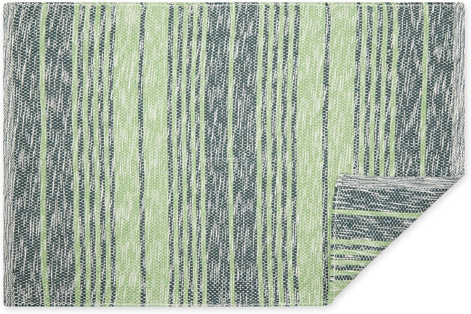 DII Woven Rag Rug Collection – Hilo reciclado a rayas rústicas abigarradas, 2 x 3 pies, color verde cazador