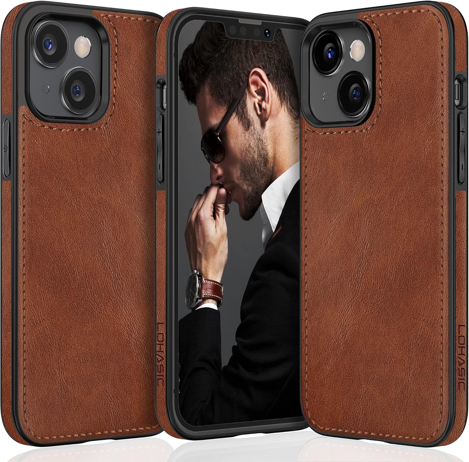 LOHASIC Funda de teléfono para iPhone 14, funda retro vintage de piel sintética para hombres y mujeres, agarre antideslizante, resistente a los