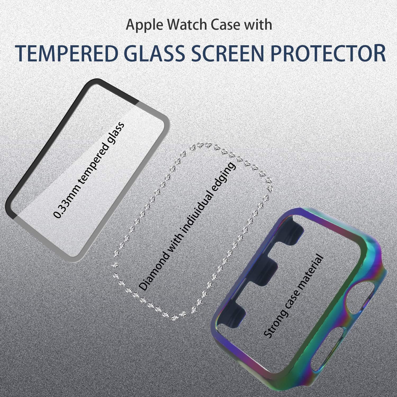 Mesime – Correa de repuesto para Apple Watch, de 1.49 pulgadas, 1.57 pulgadas, 1.65 pulgadas, 1.73 pulgadas, incluye protector de pantalla, correa