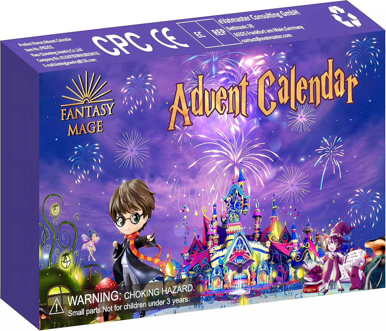 Calendario de Adviento de anime, caricatura, Navidad, 24, caja ciega digital de cuenta regresiva para niños y niñas, regalos increíbles, color morado
