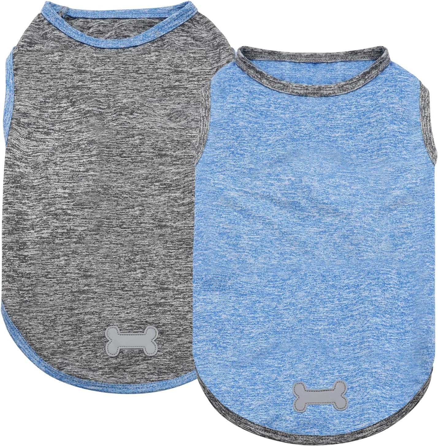 KYEESE Paquete de 2 camisas para perro, de secado rápido, suaves, elásticas, con etiqueta reflectante, camiseta sin mangas, chaleco de protección