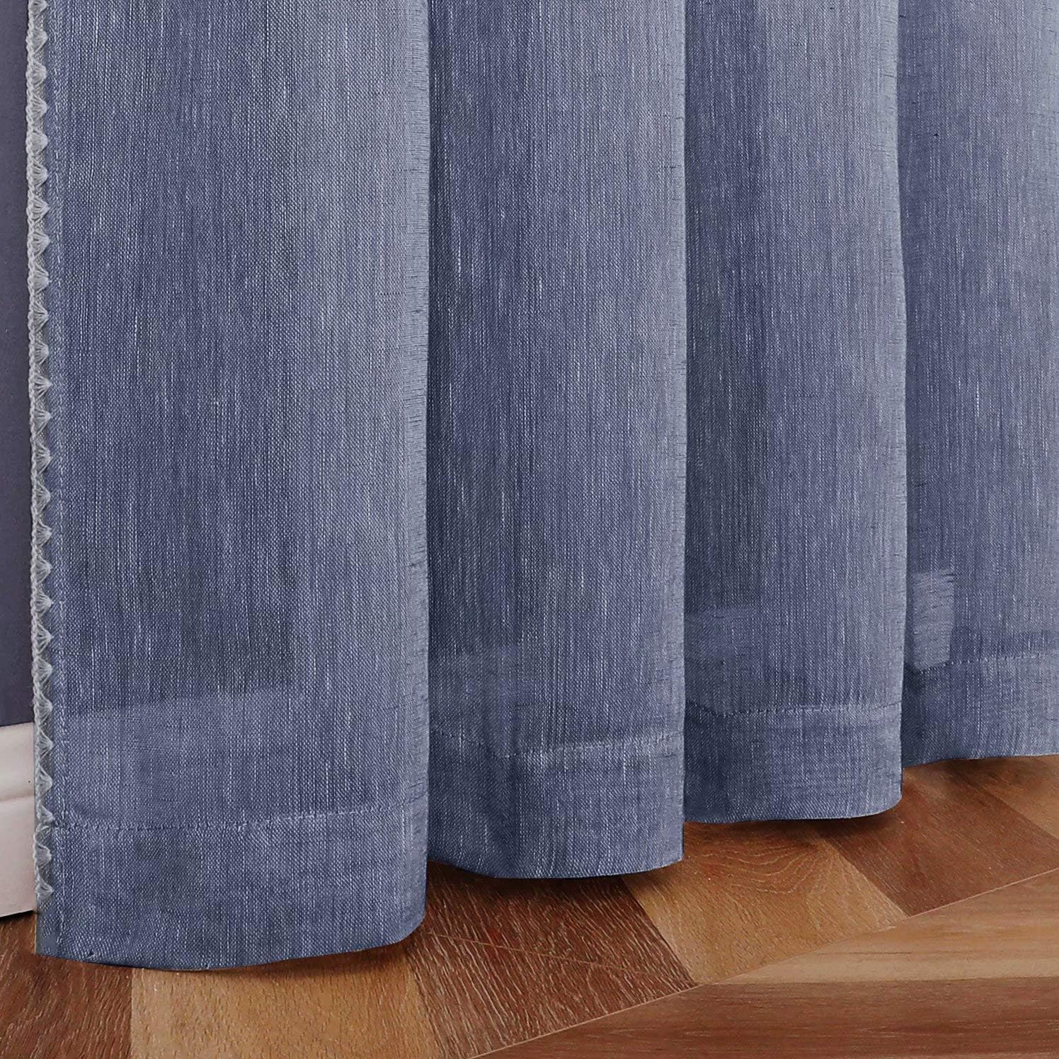 Selectex – Cortinas transparentes de lino natural con bordes semitransparentes