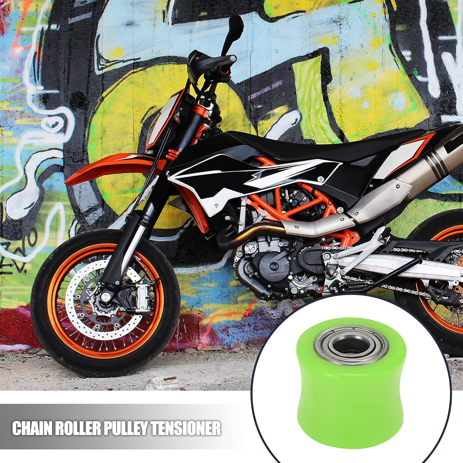 Motoforti 0.394 in agujero 1.063×1.299 in cadena rodillo polea deslizante tensor rueda guía verde para motocicleta ATV