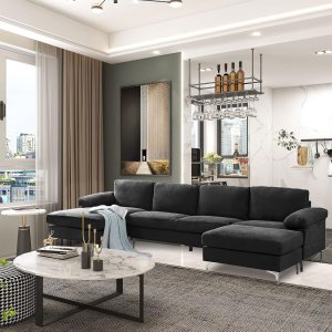 SUMKEA – Sofá modular en forma de U con diván, juego de sofá modular más grande para sala de estar, moderno sofá esquinero de terciopelo de 128 SUMKEA – Sofá modular en forma de U con diván, juego de sofá modular más grande para sala de estar, moderno sofá esquinero de terciopelo de 128