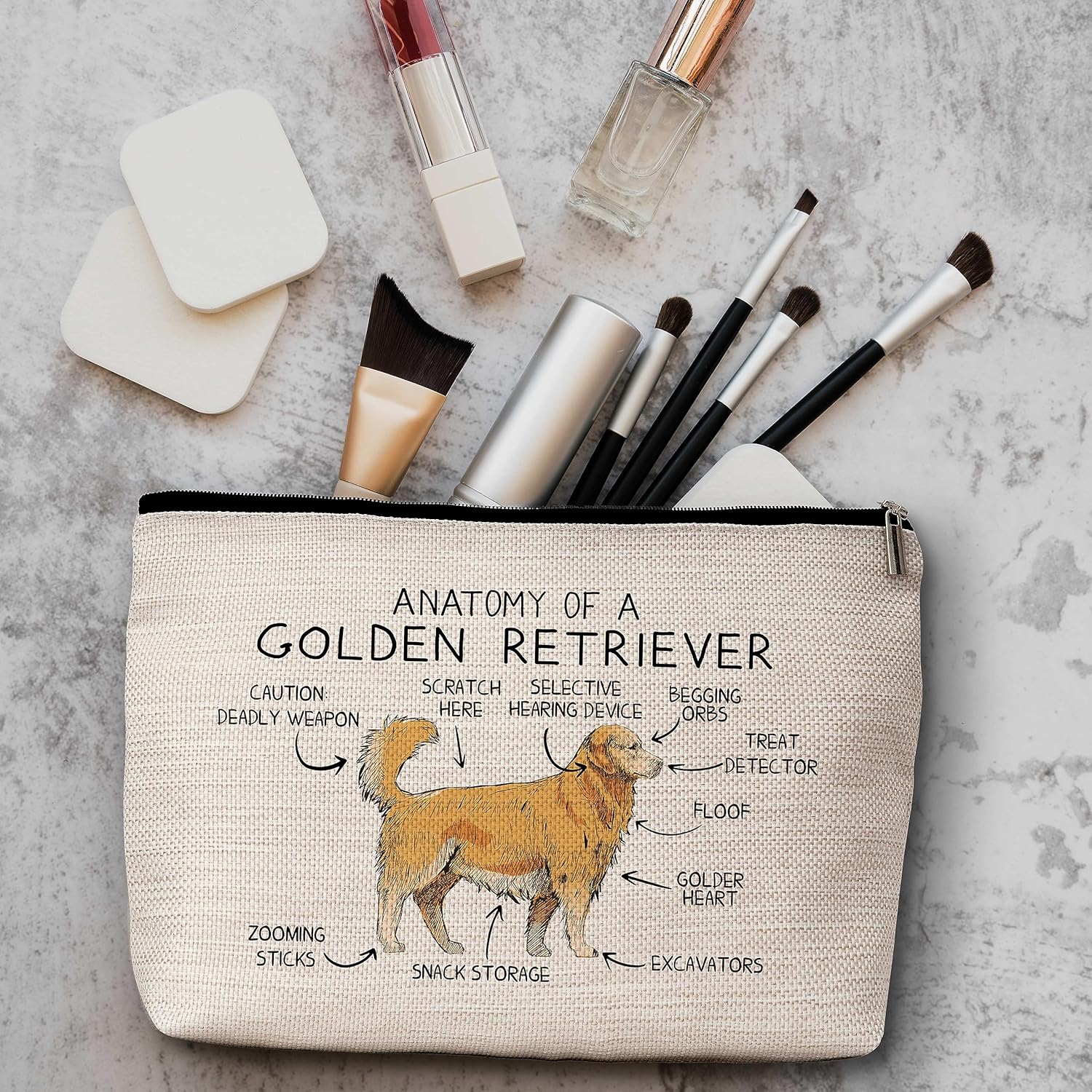 AWSICE Golden Retriever – Bolsa de maquillaje Anatomía de un Golden Retriever, bolsa de cosméticos, regalo para amantes de los perros, mujeres,