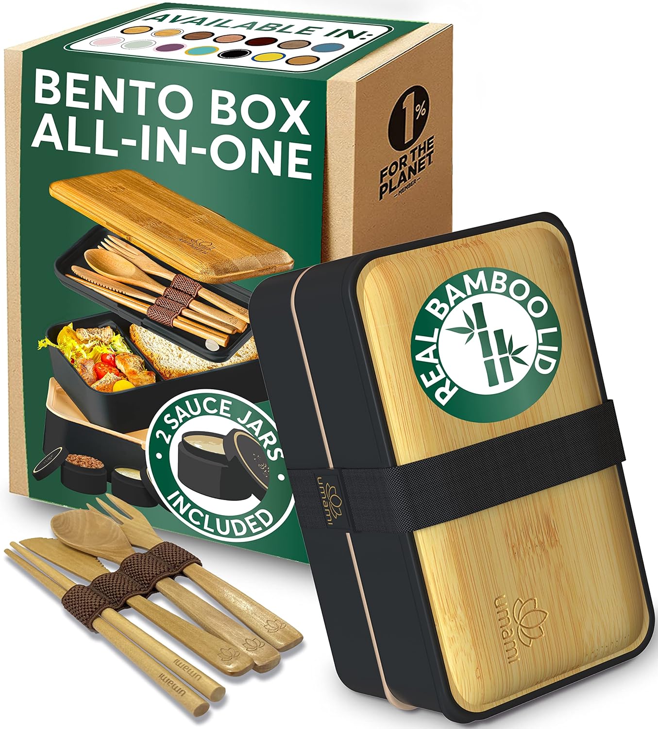 Umami Lonchera Bento para adultos con utensilios, 40 onzas y 32 onzas, contenedor de almuerzo apto para microondas, a prueba de fugas, apilables,