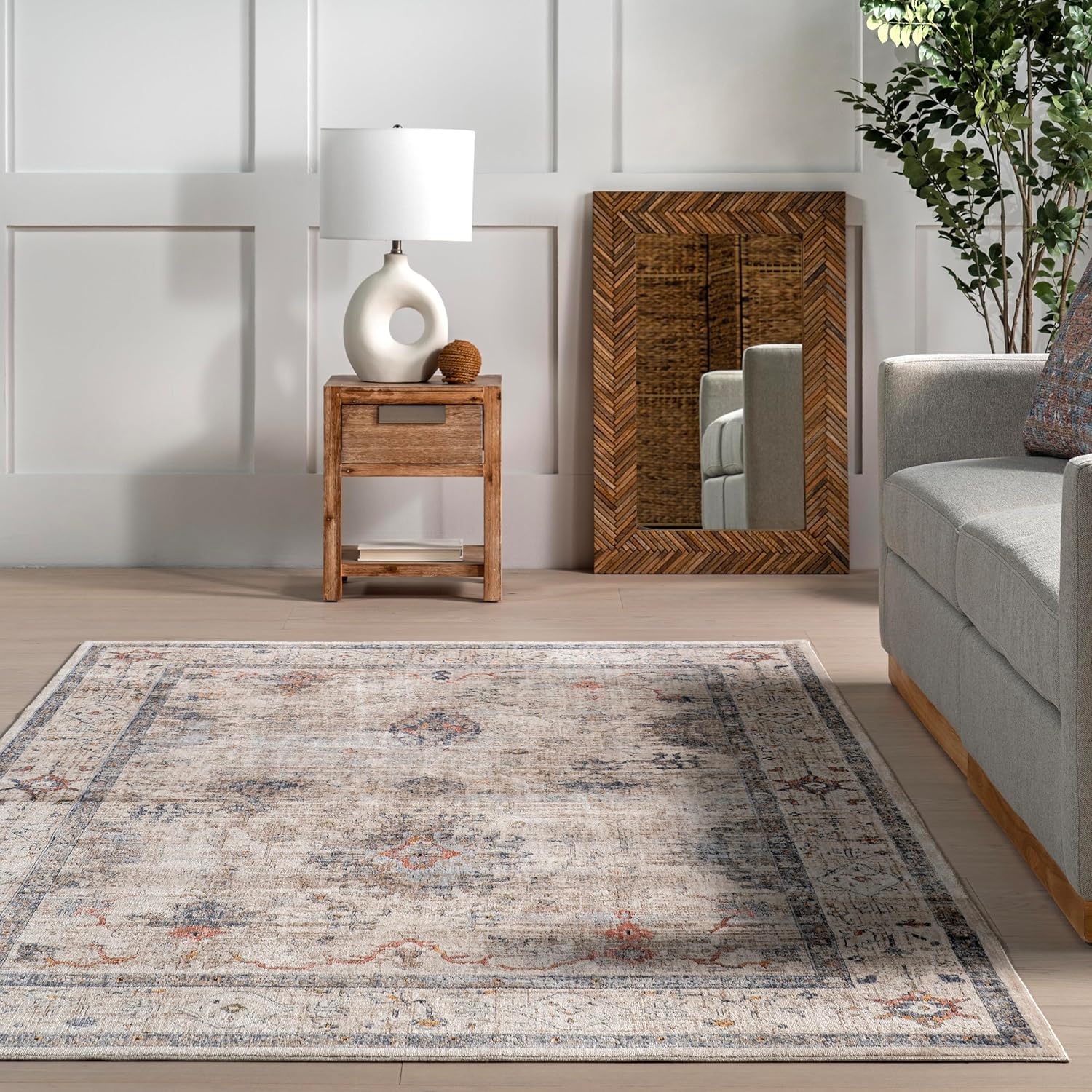nuLOOM Yanet – Alfombra de pasillo floral y cachemira de 2 x 8 pies para sala de estar, dormitorio, comedor, entrada, pasillo, cocina, beige